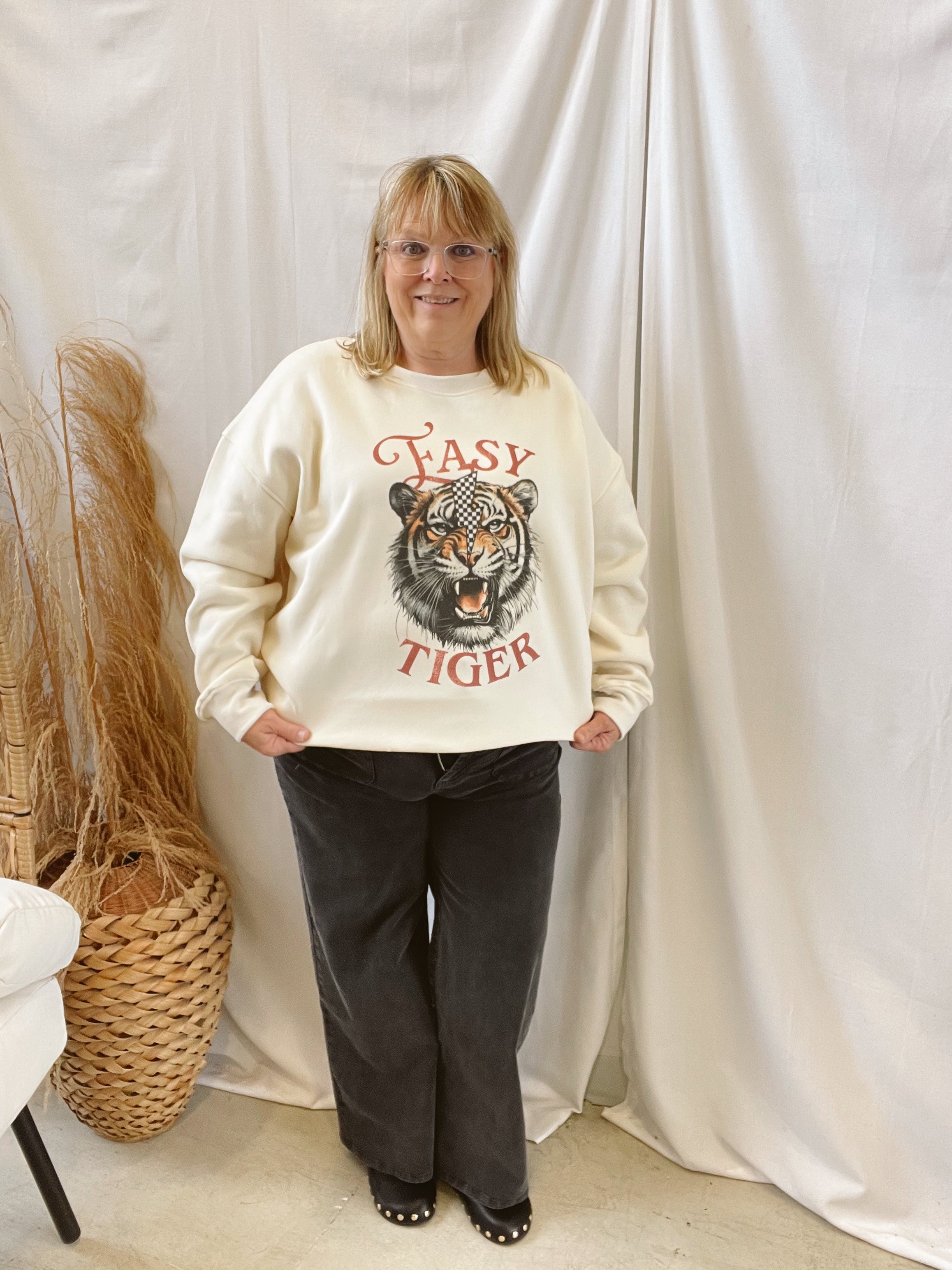 Easy Tiger Sweatshirt-Graphic Tees-jade-The Silo Boutique, Women's Fashion Boutique Located in Warren and Grand Forks North Dakota