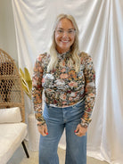 Floral Mesh Long Sleeve Top-Black Mix-Long Sleeve Tops-promesa-The Silo Boutique, Women's Fashion Boutique Located in Warren and Grand Forks North Dakota