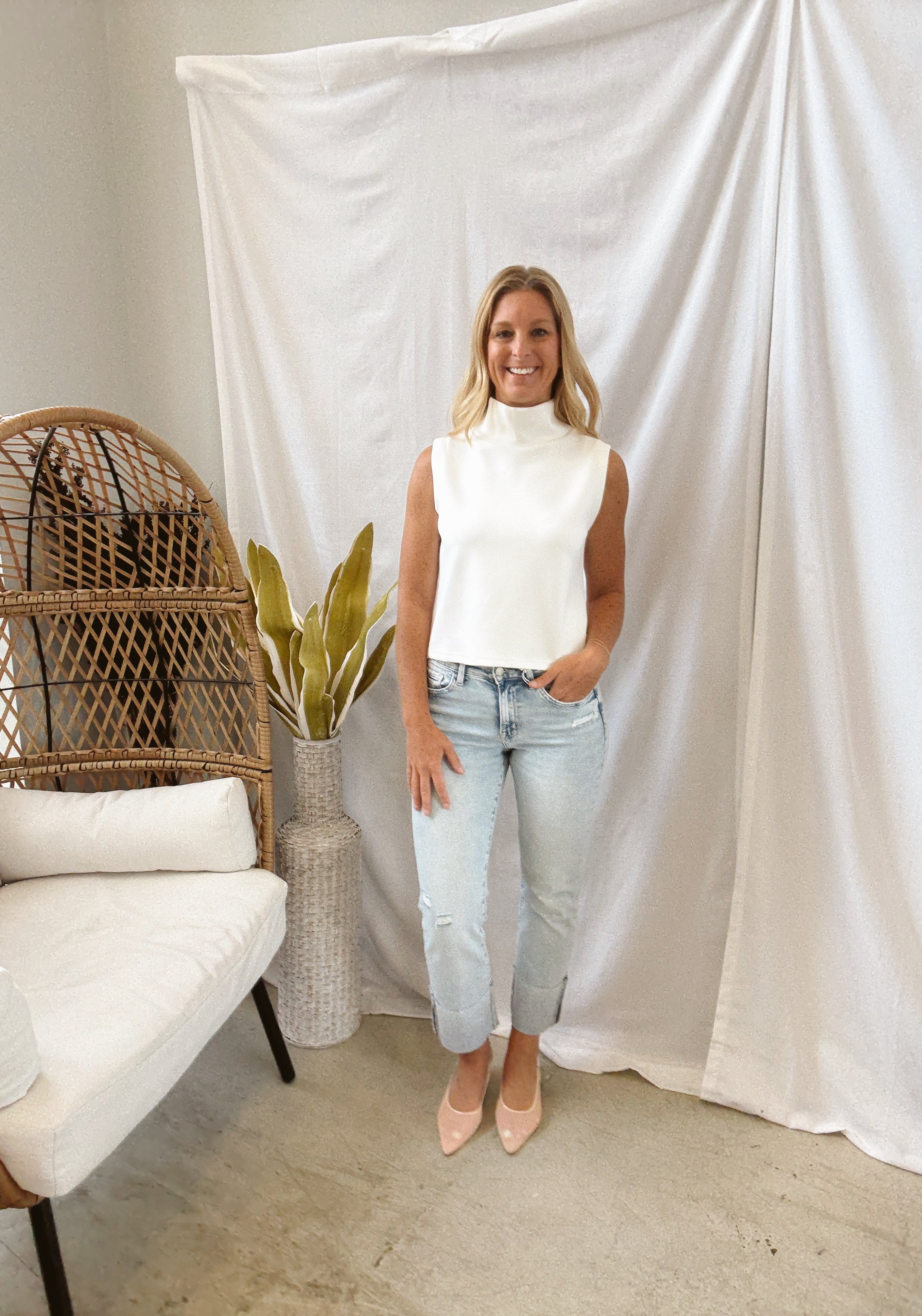 P Cill Cowl Tank Top-Cream-Tank Tops-p cill-The Silo Boutique, Women's Fashion Boutique Located in Warren and Grand Forks North Dakota