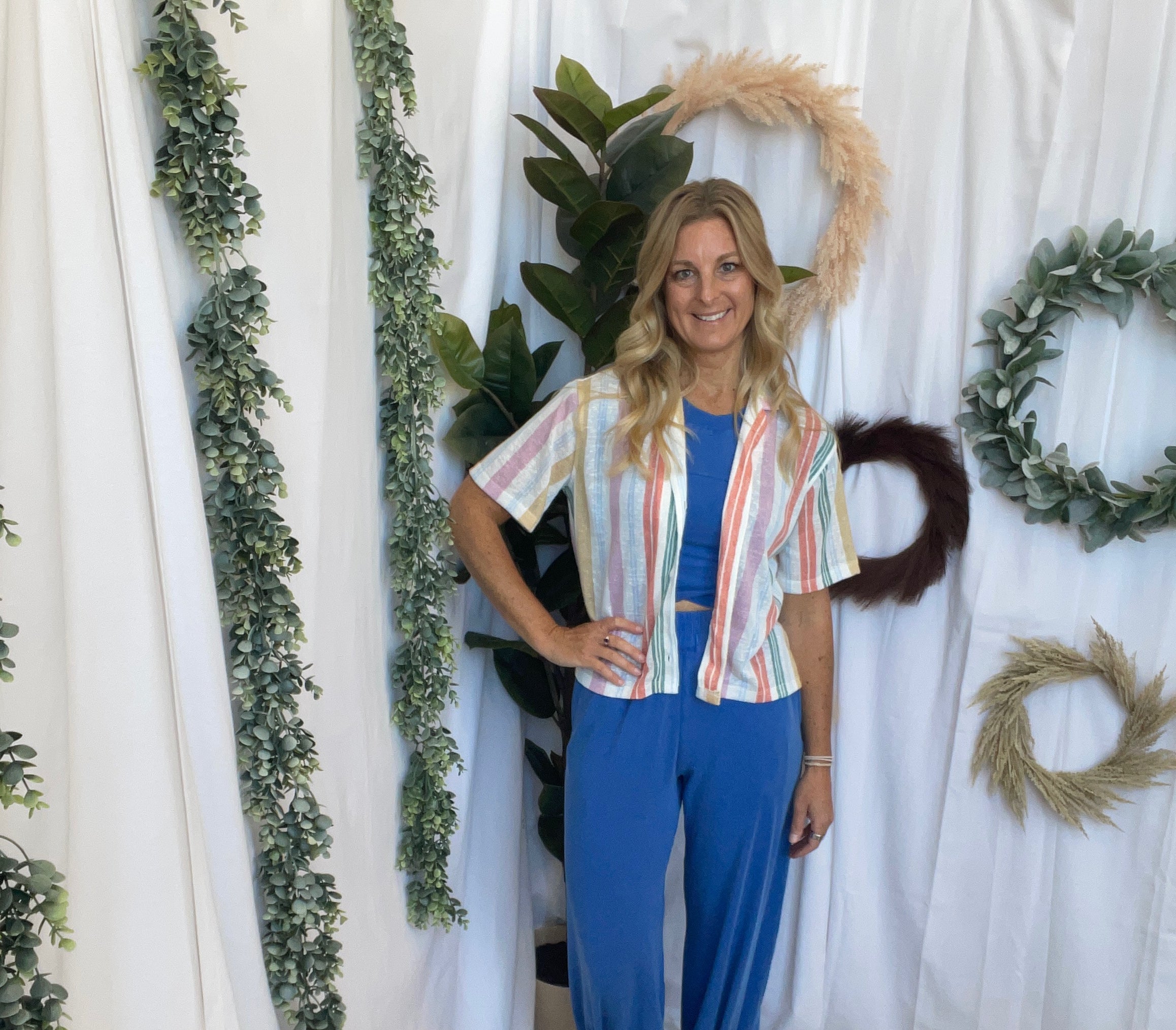 Multi Color Button Up Top-Short Sleeve Tops-hem and thread-The Silo Boutique, Women's Fashion Boutique Located in Warren and Grand Forks North Dakota