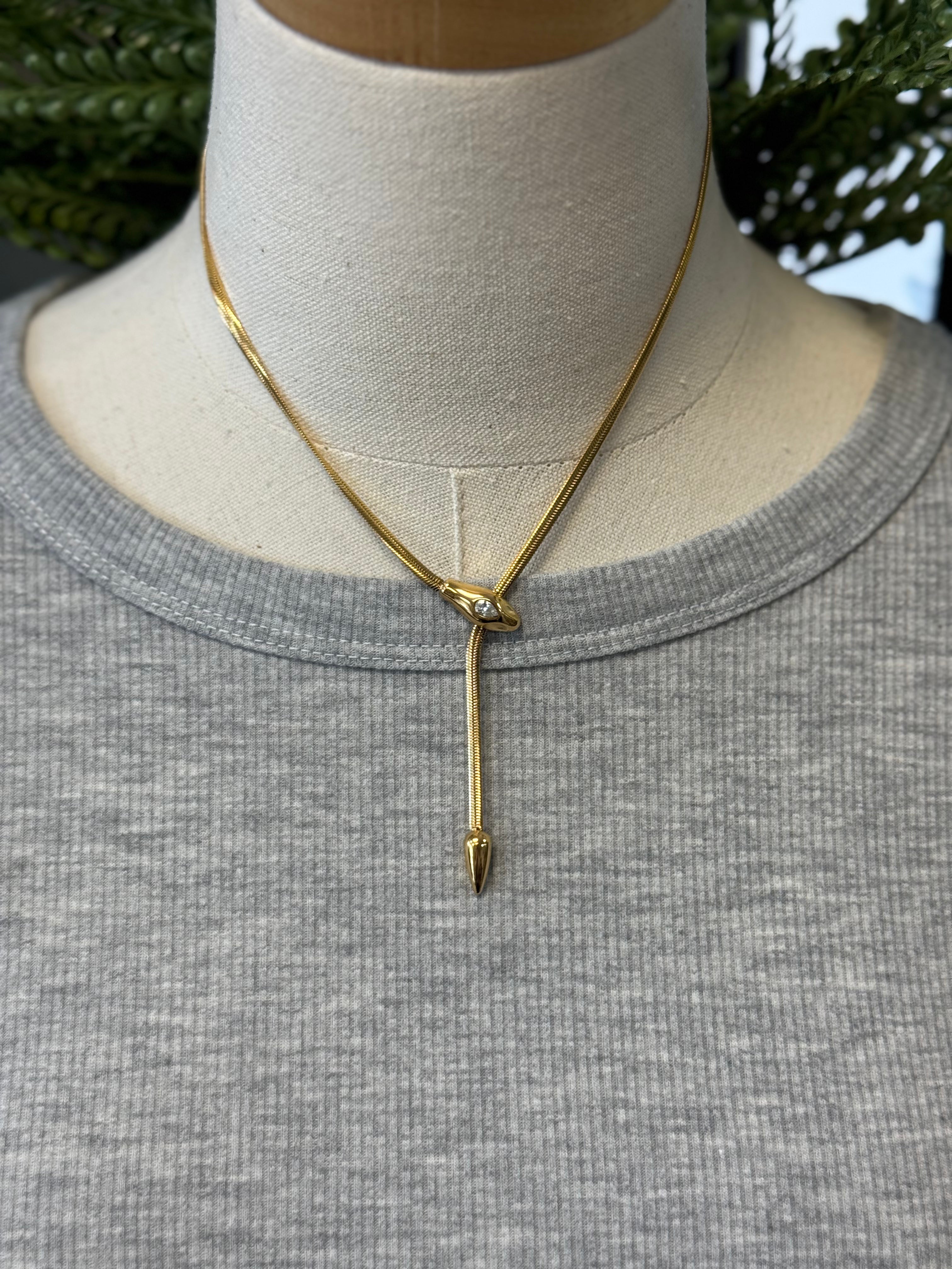 Gildora Serpent Y Lariat Necklace-Necklaces-maiq-The Silo Boutique, Women's Fashion Boutique Located in Warren and Grand Forks North Dakota