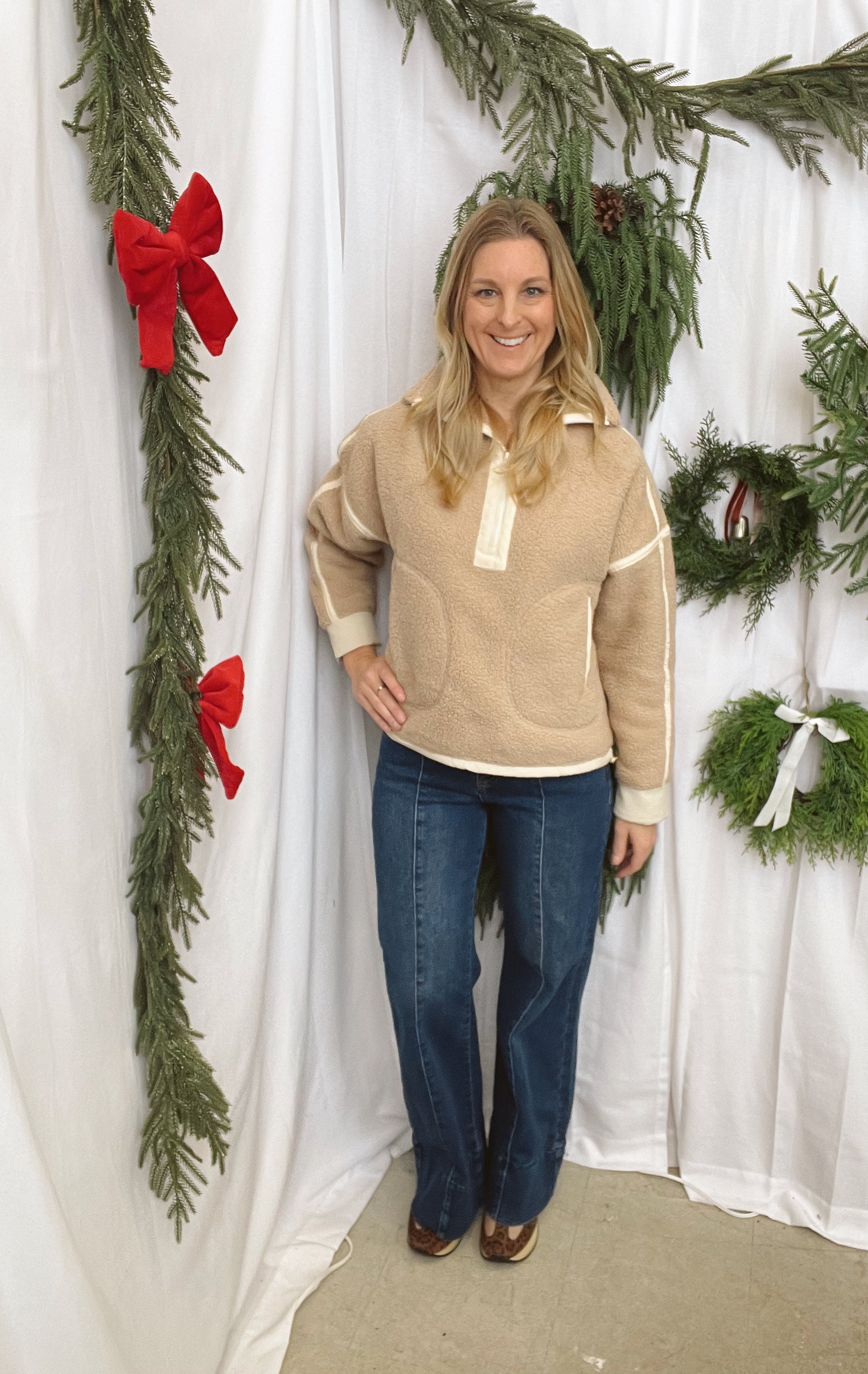 Aspen Sherpa Quarter Zip-Mocha-Sweatshirts-salty waves-The Silo Boutique, Women's Fashion Boutique Located in Warren and Grand Forks North Dakota