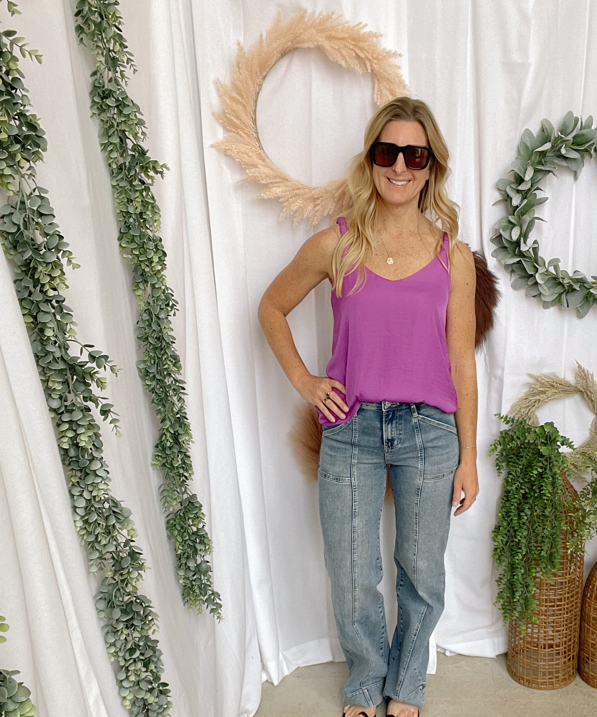Bubble Braided Strap Tank Top-Viola-Tank Tops-pink zebra-The Silo Boutique, Women's Fashion Boutique Located in Warren and Grand Forks North Dakota