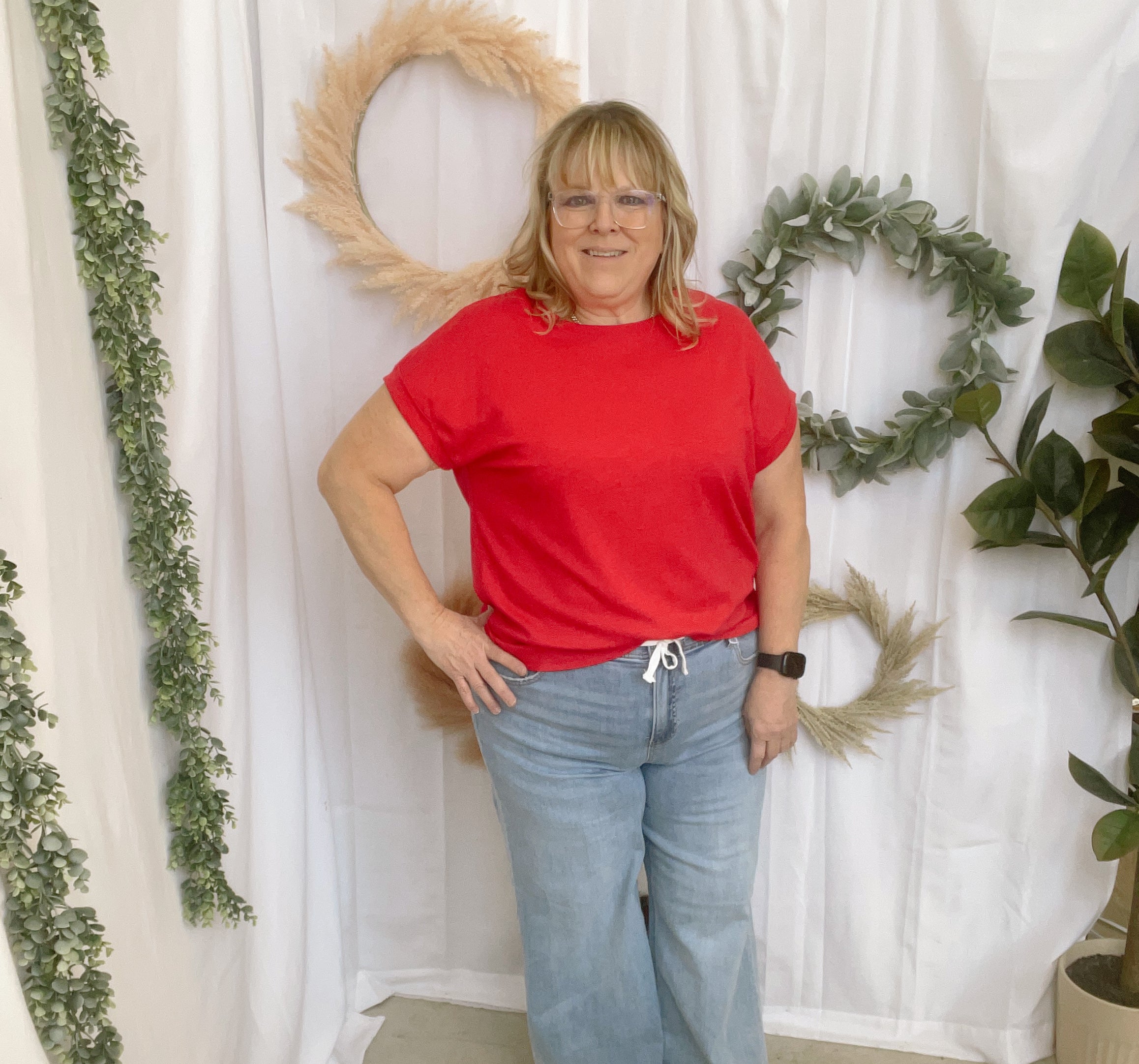 Kelly Slub Rolled Sleeve Tee-Short Sleeve Tops-Zenana-The Silo Boutique, Women's Fashion Boutique Located in Warren and Grand Forks North Dakota