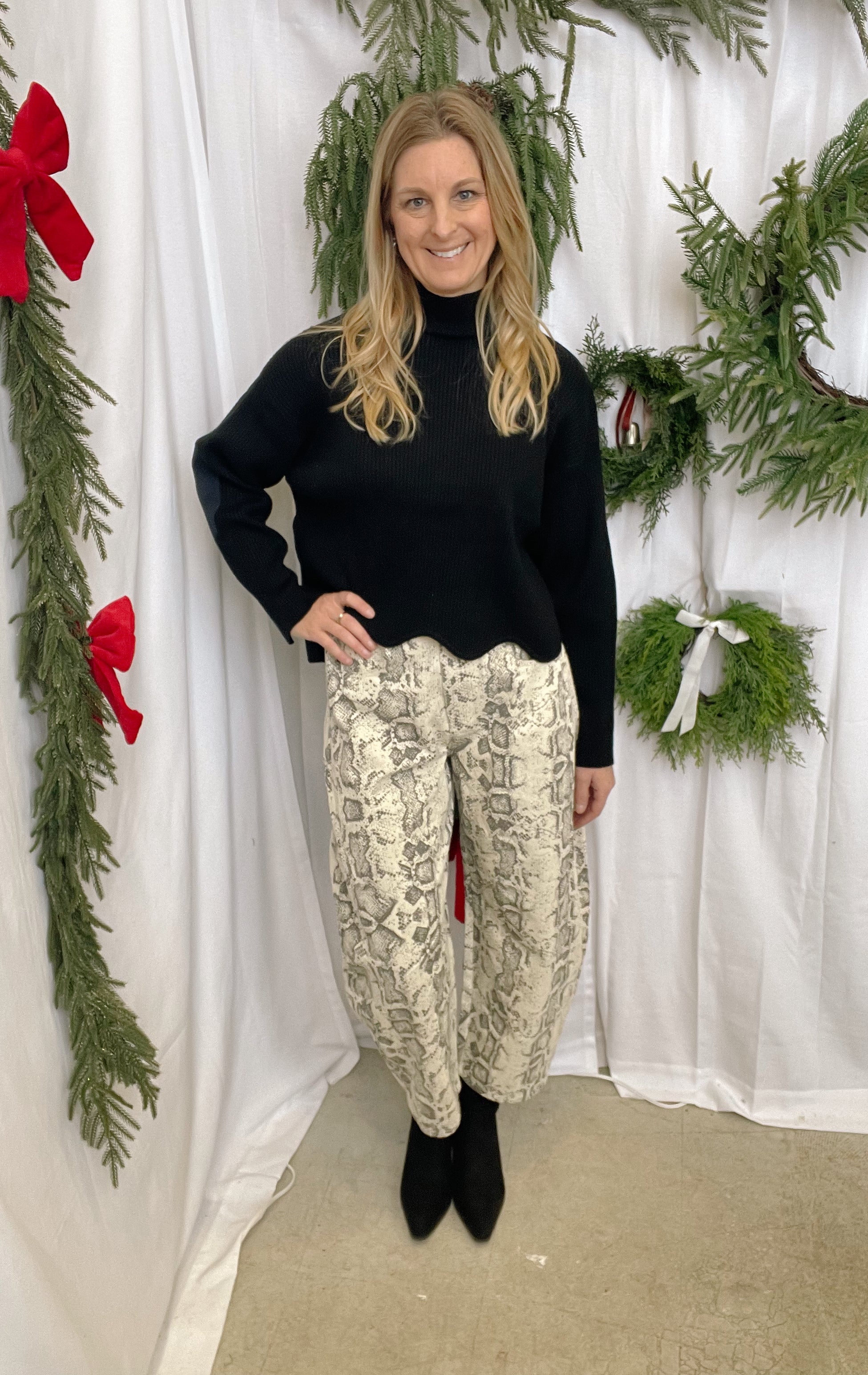 Ivory Savannah Snake Pant-Jeans-oddi-The Silo Boutique, Women's Fashion Boutique Located in Warren and Grand Forks North Dakota