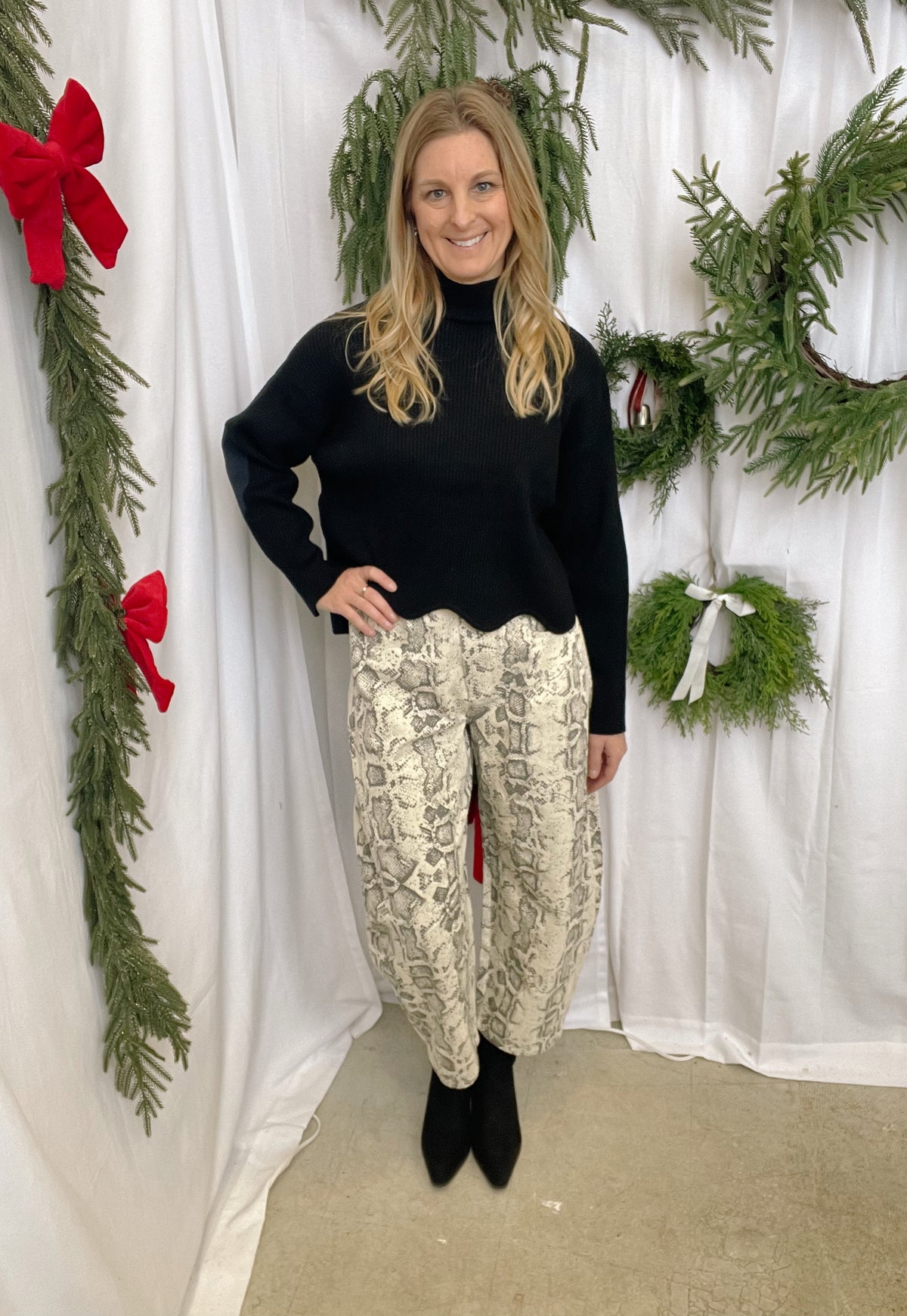 Ivory Savannah Snake Pant-Final Sale-Jeans-oddi-The Silo Boutique, Women's Fashion Boutique Located in Warren and Grand Forks North Dakota