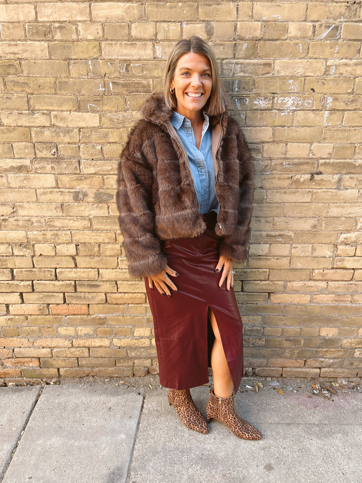 Kenzie Leather Skirt-Burgundy-Skirts-hyfve-The Silo Boutique, Women's Fashion Boutique Located in Warren and Grand Forks North Dakota