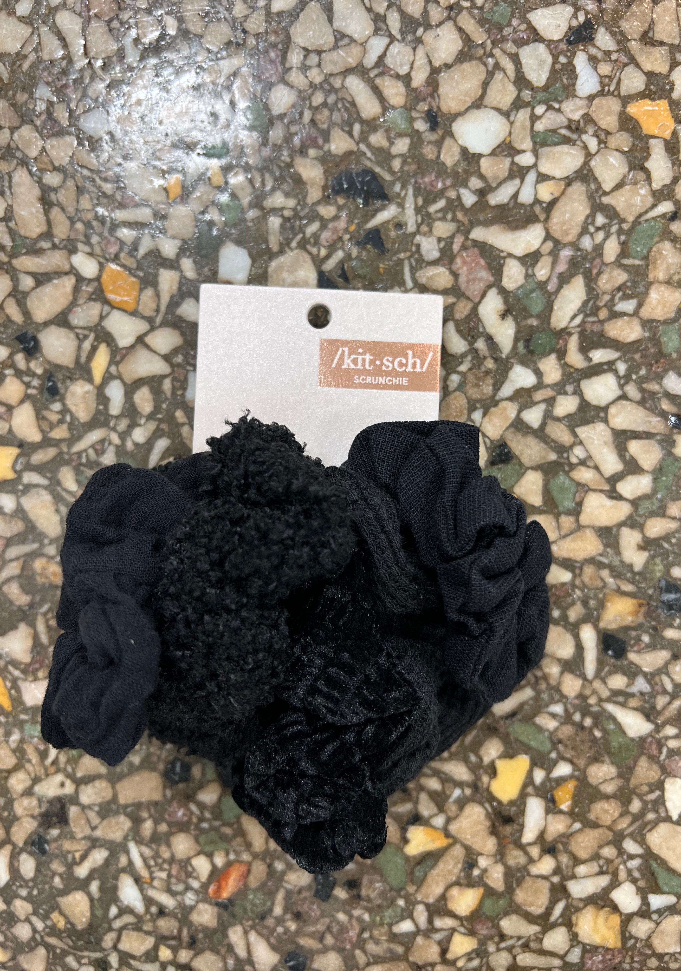 Kitsch Assorted Textured Scrunchies 5pc-Hair Accessories-kitsch-The Silo Boutique, Women's Fashion Boutique Located in Warren and Grand Forks North Dakota