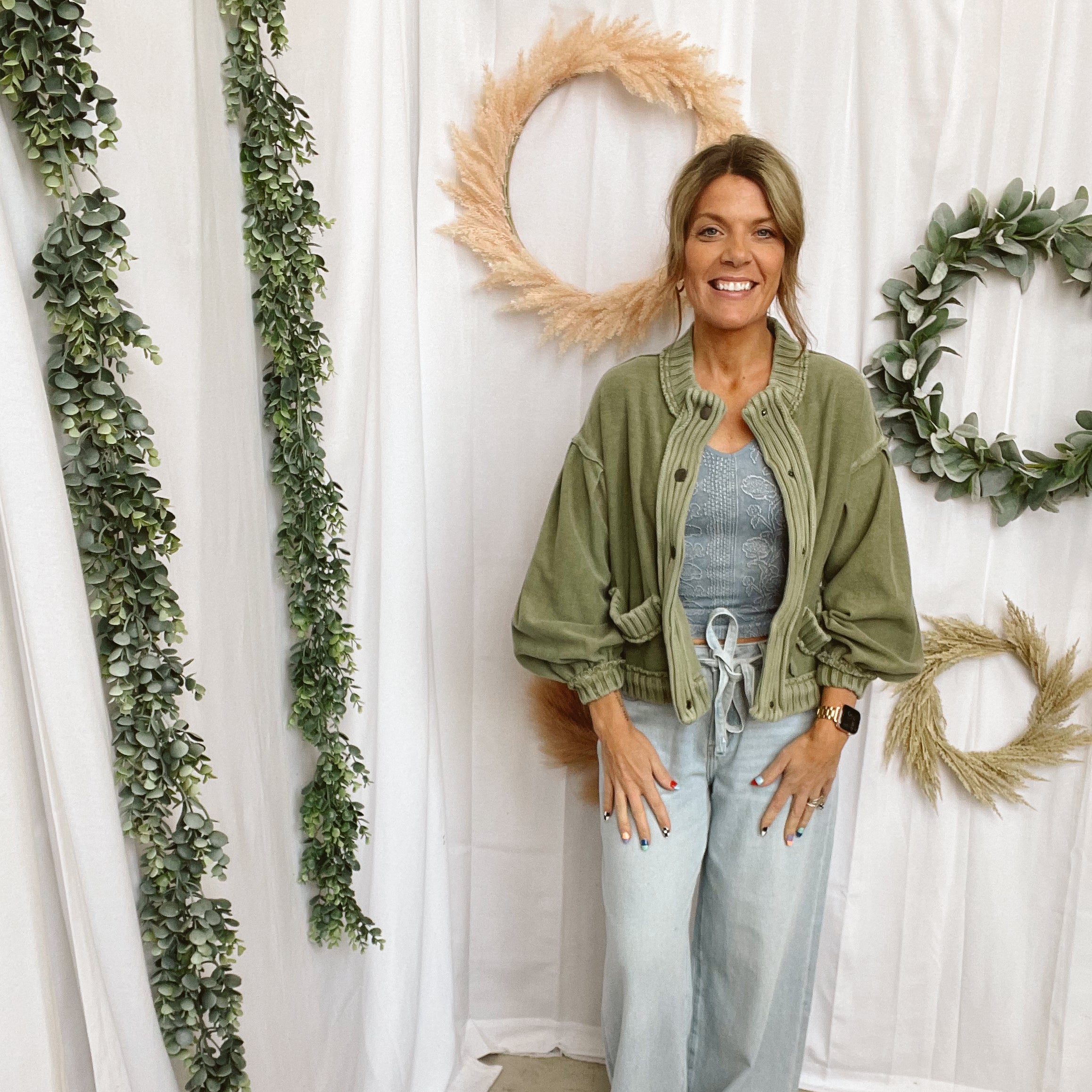 Lov Vintage Cardigan-Olive-Cardigans-lovlov-The Silo Boutique, Women's Fashion Boutique Located in Warren and Grand Forks North Dakota