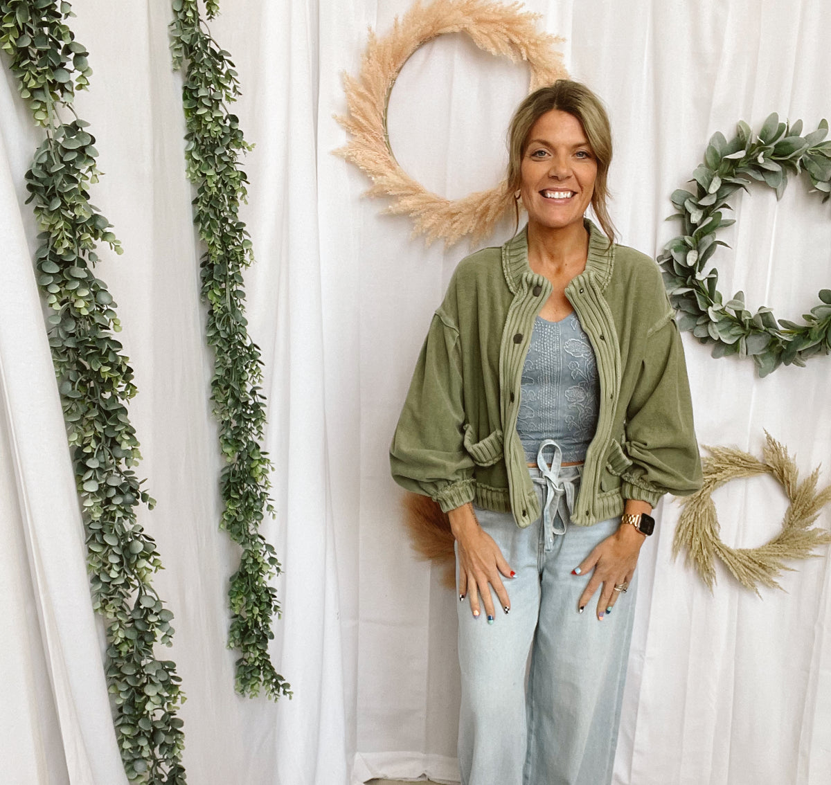 Lov Vintage Cardigan-Olive-Cardigans-lovlov-The Silo Boutique, Women's Fashion Boutique Located in Warren and Grand Forks North Dakota