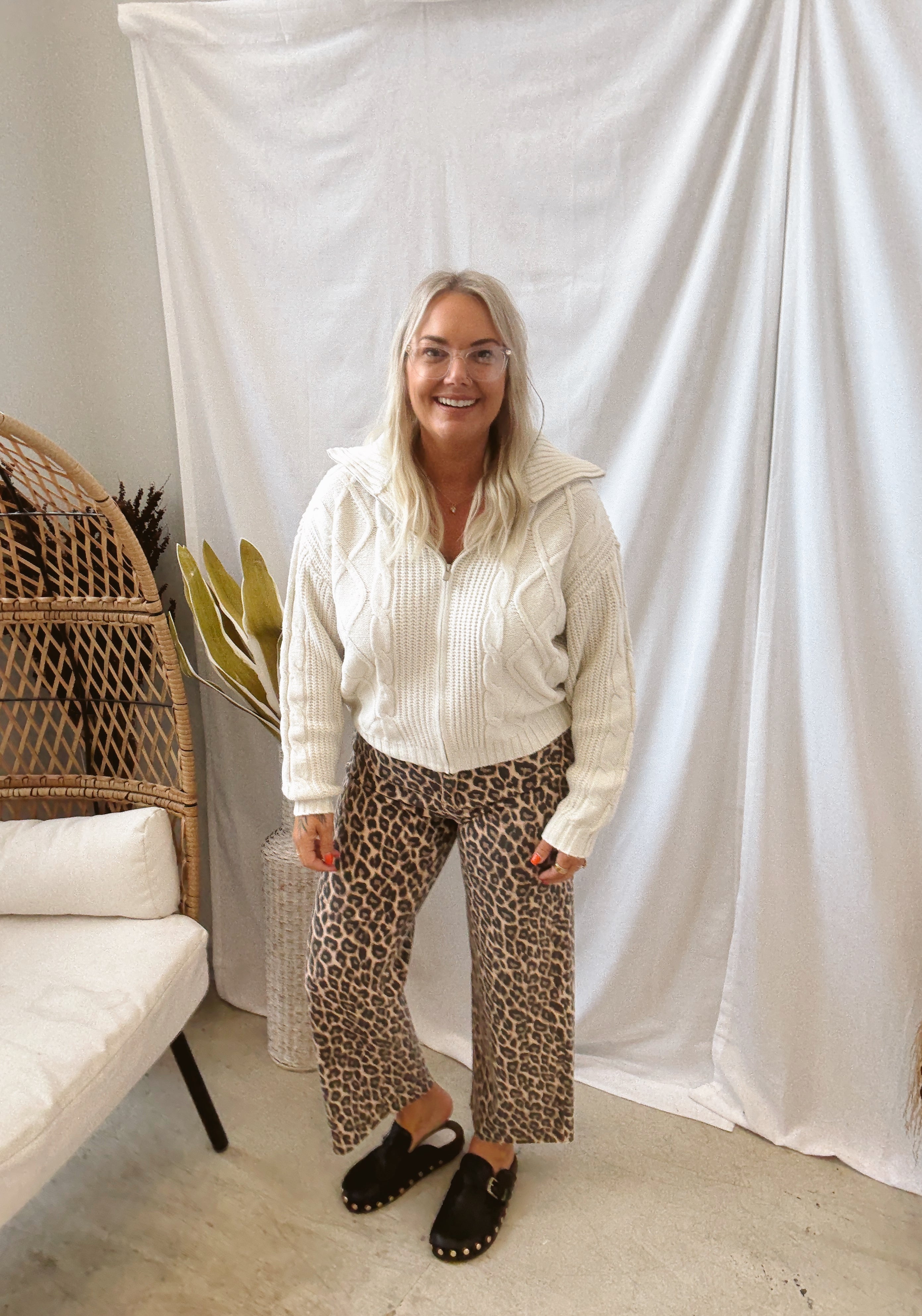 Cream Cable Quarter Zip Sweater-Sweaters-be cool-The Silo Boutique, Women's Fashion Boutique Located in Warren and Grand Forks North Dakota