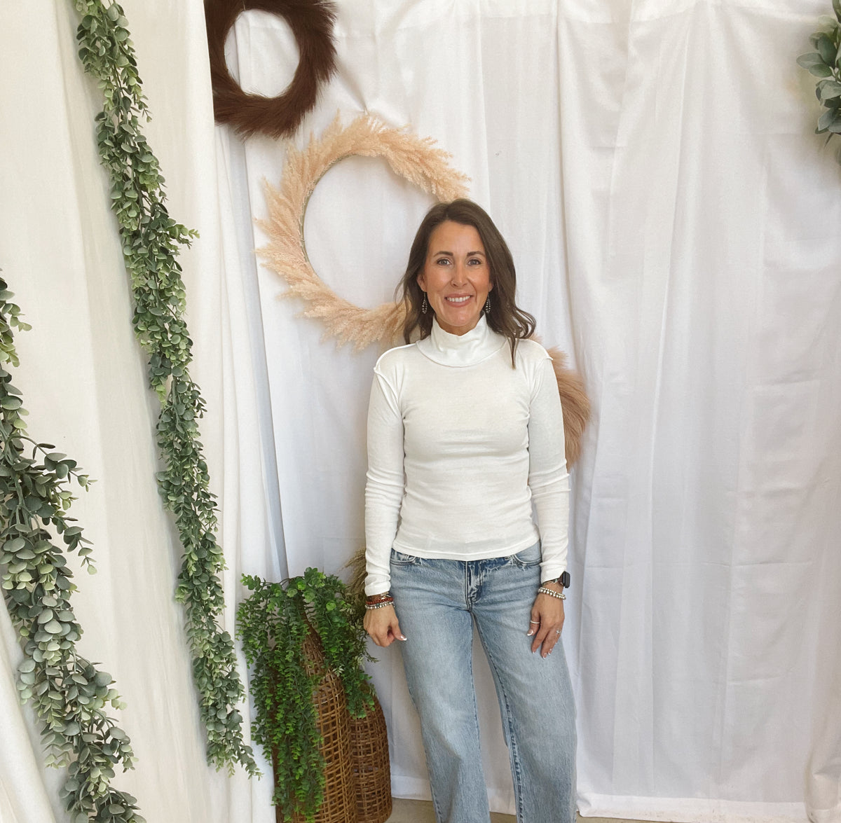 Lexie Seam Turtleneck-White-Long Sleeve Tops-hyfve-The Silo Boutique, Women's Fashion Boutique Located in Warren and Grand Forks North Dakota
