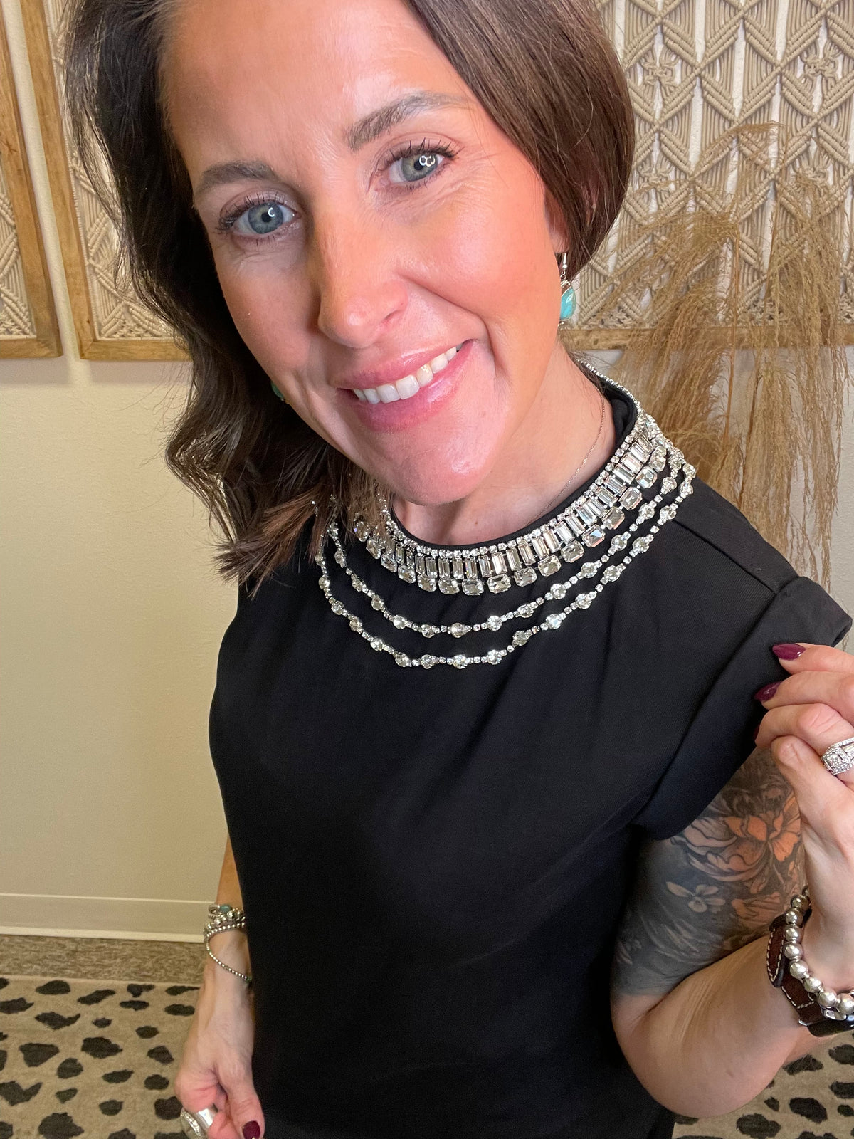 Elan Rhinestone Neck Sleeveless Top-Black-Tank Tops-elan-The Silo Boutique, Women's Fashion Boutique Located in Warren and Grand Forks North Dakota