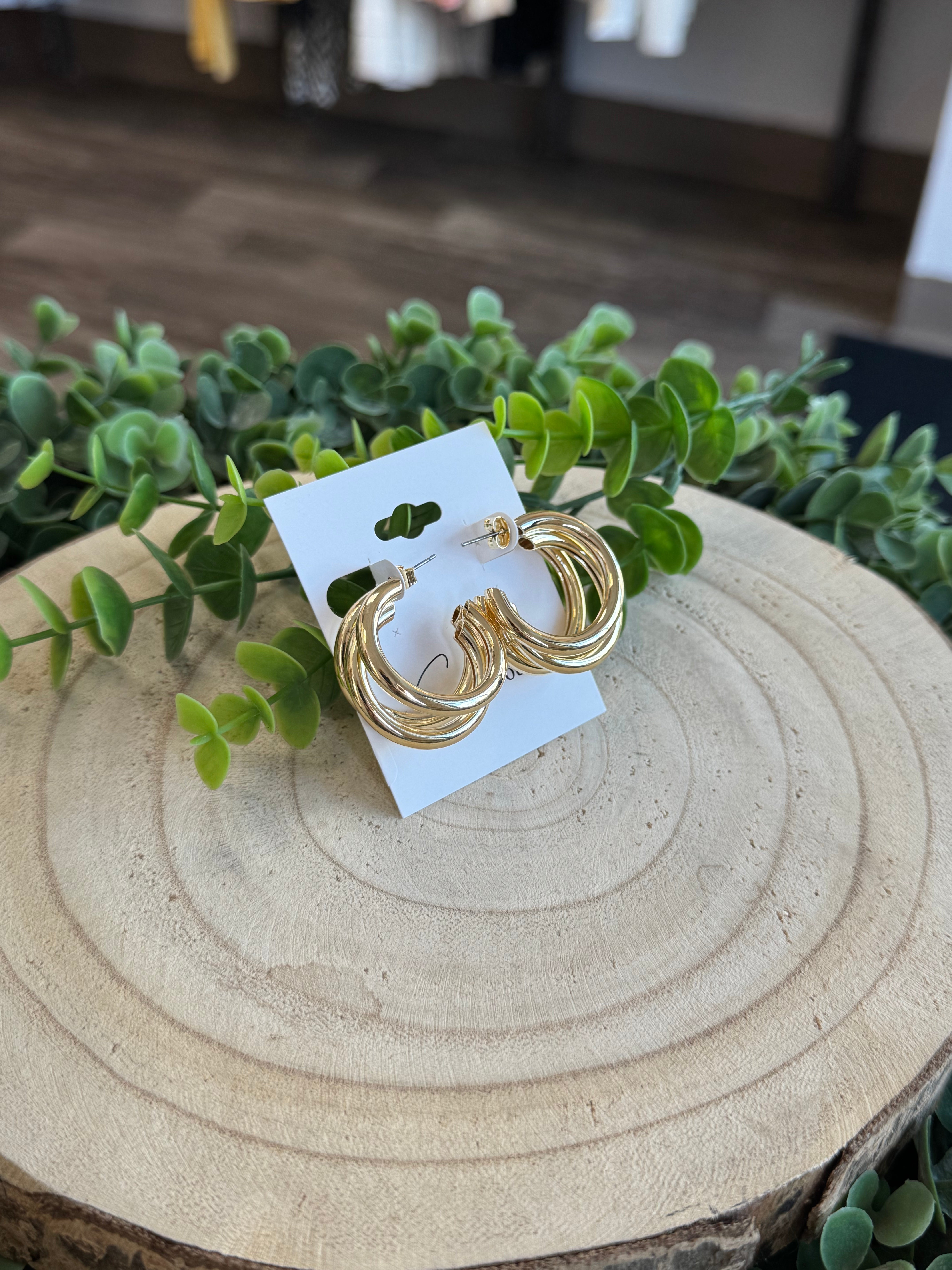 Layered Tube Earrings-Gold-Earrings-Fame-The Silo Boutique, Women's Fashion Boutique Located in Warren and Grand Forks North Dakota