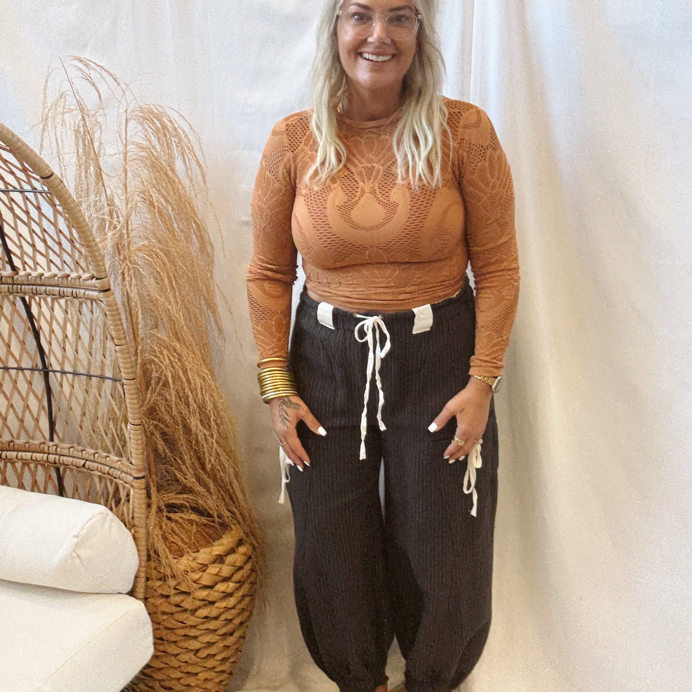 Midnight Striped Drawstring Jogger Pants-joggers-eesome-The Silo Boutique, Women's Fashion Boutique Located in Warren and Grand Forks North Dakota