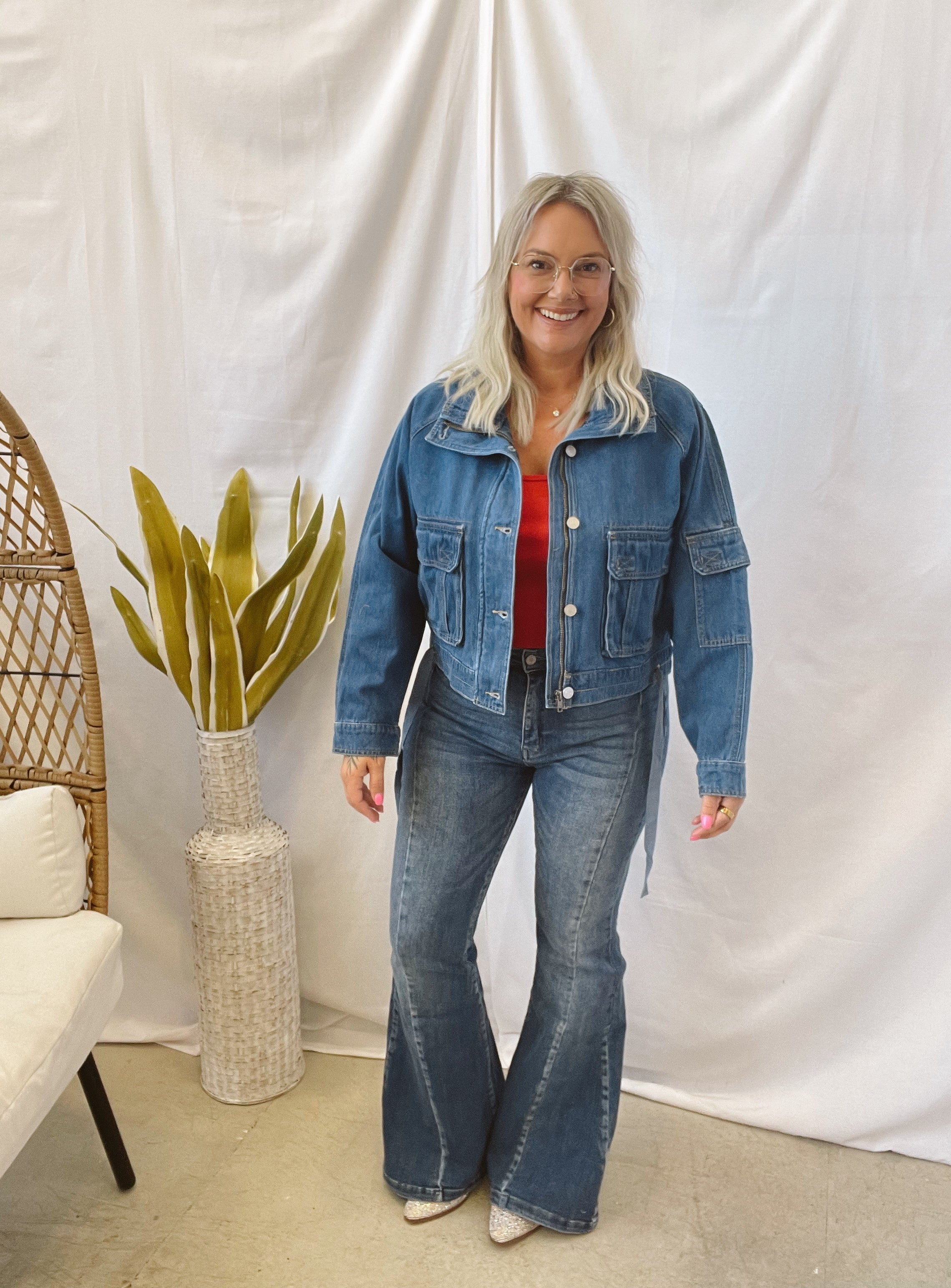 KanCan Denim Windbreaker Jacket-Coats & Jackets-Kancan-The Silo Boutique, Women's Fashion Boutique Located in Warren and Grand Forks North Dakota