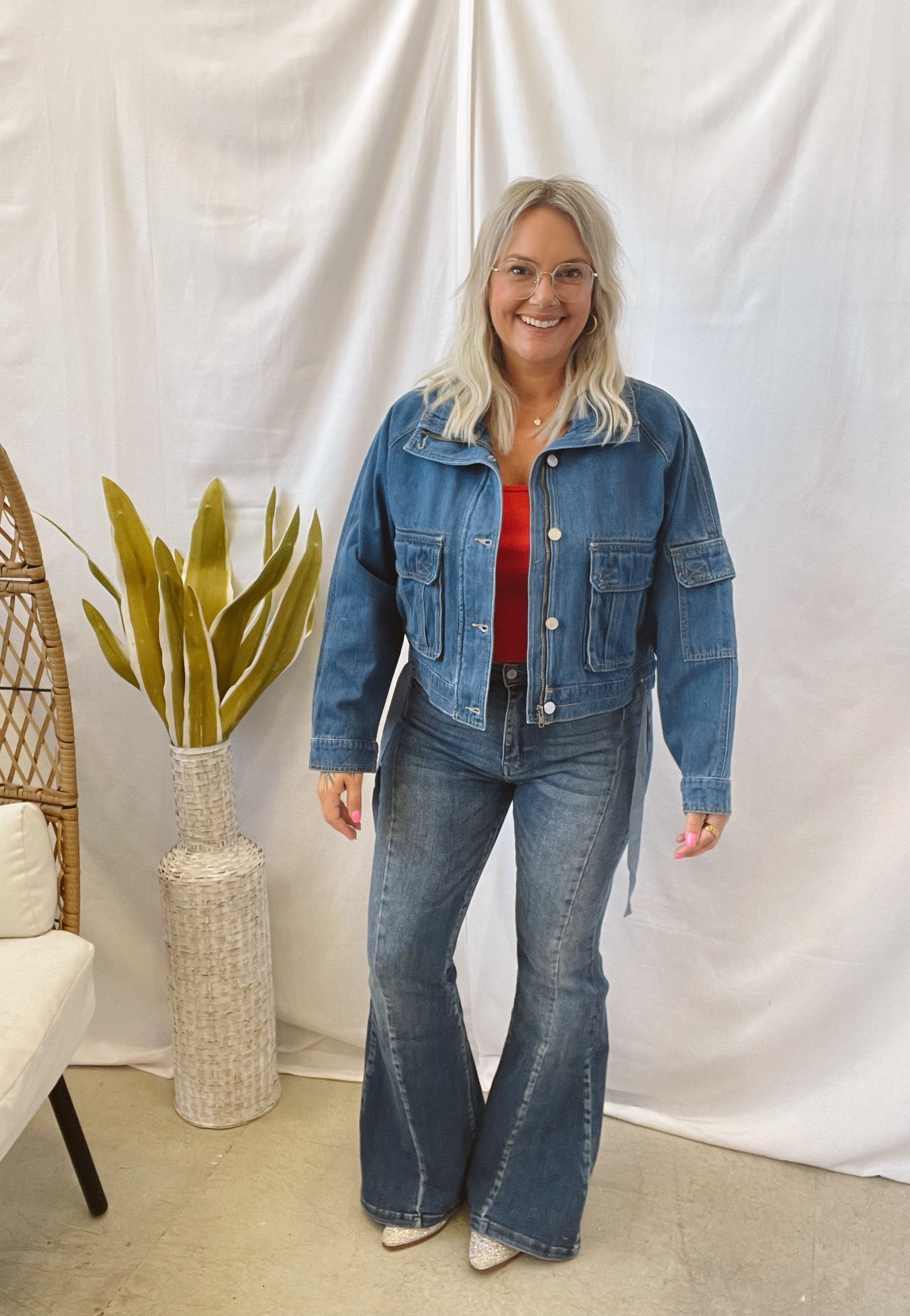 KanCan Denim Windbreaker Jacket-Coats & Jackets-Kancan-The Silo Boutique, Women's Fashion Boutique Located in Warren and Grand Forks North Dakota