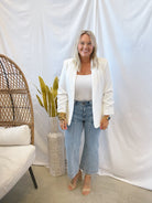 Classic Off White Blazer-Blazers-eesome-The Silo Boutique, Women's Fashion Boutique Located in Warren and Grand Forks North Dakota