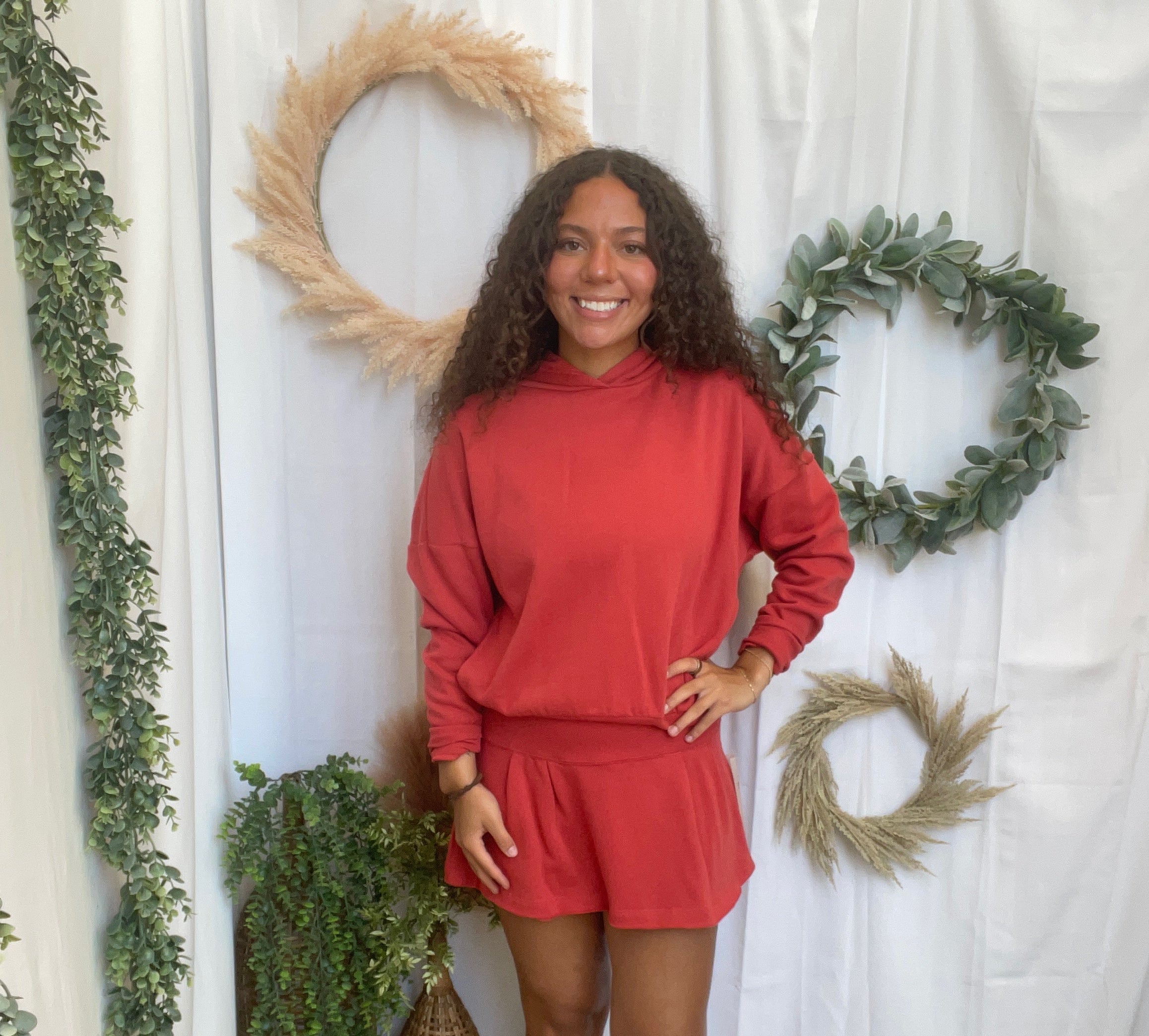 Mono B Icon Hoodie Set-Red-Outfit Sets-mono b-The Silo Boutique, Women's Fashion Boutique Located in Warren and Grand Forks North Dakota