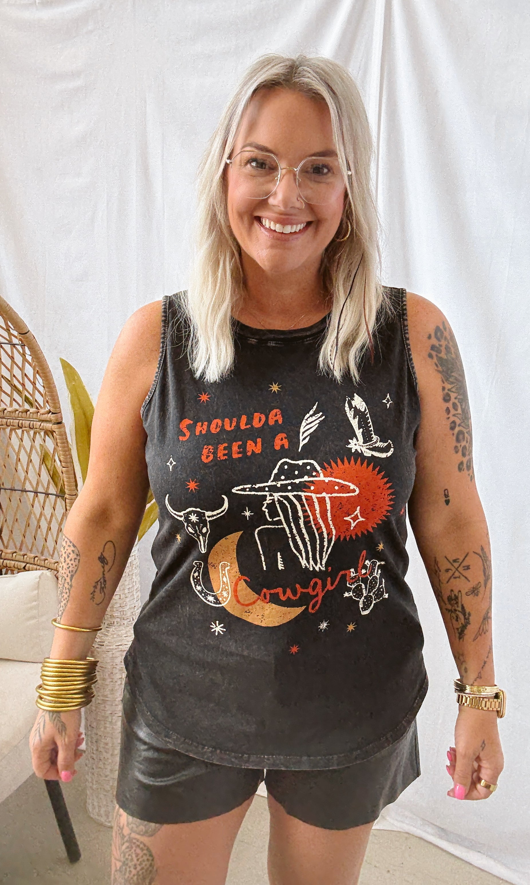 Shoulda Been a Cowboy-Tank Tops-heart and luv-The Silo Boutique, Women's Fashion Boutique Located in Warren and Grand Forks North Dakota