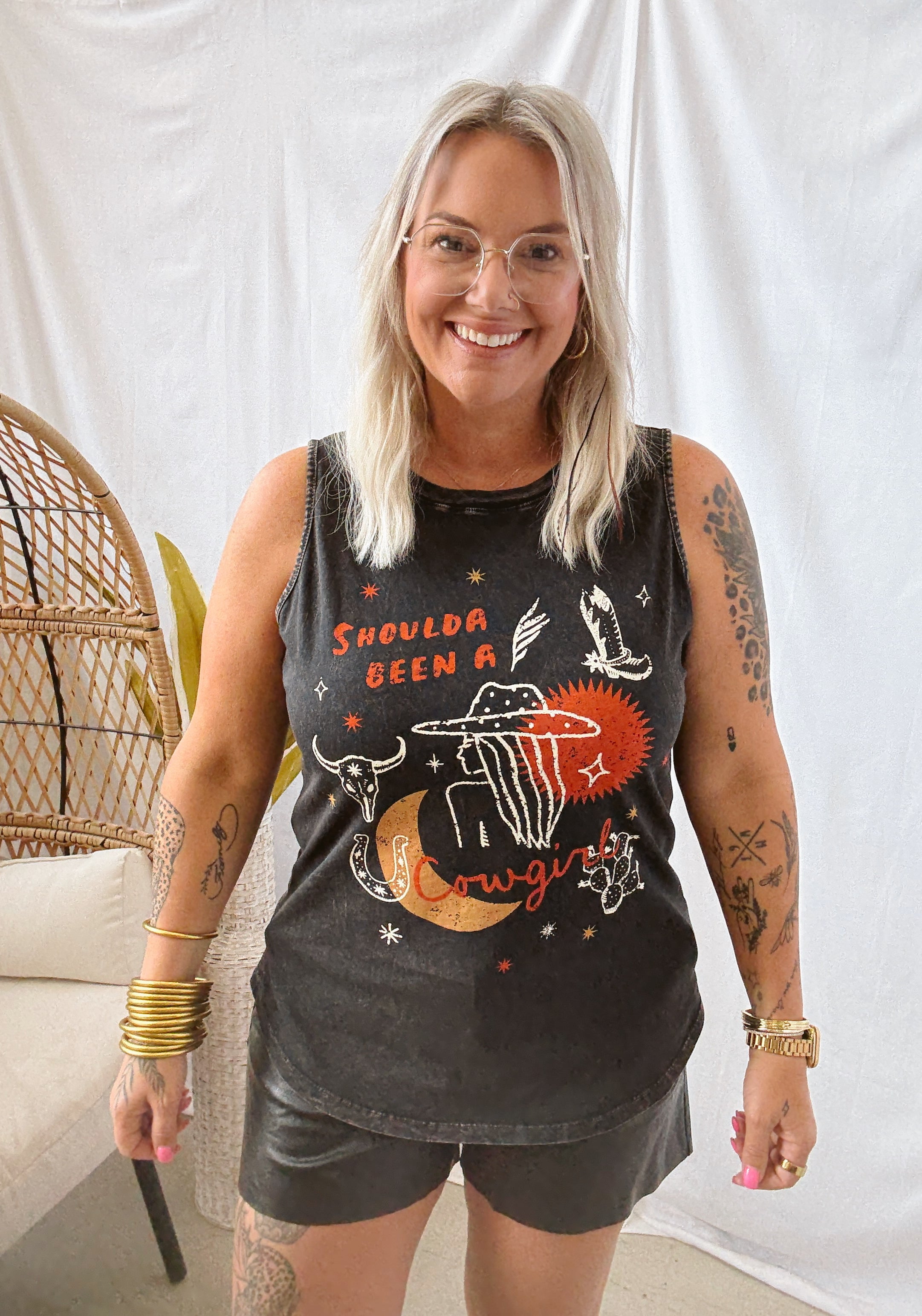 Shoulda Been a Cowboy-Final Sale-Tank Tops-heart and luv-The Silo Boutique, Women's Fashion Boutique Located in Warren and Grand Forks North Dakota