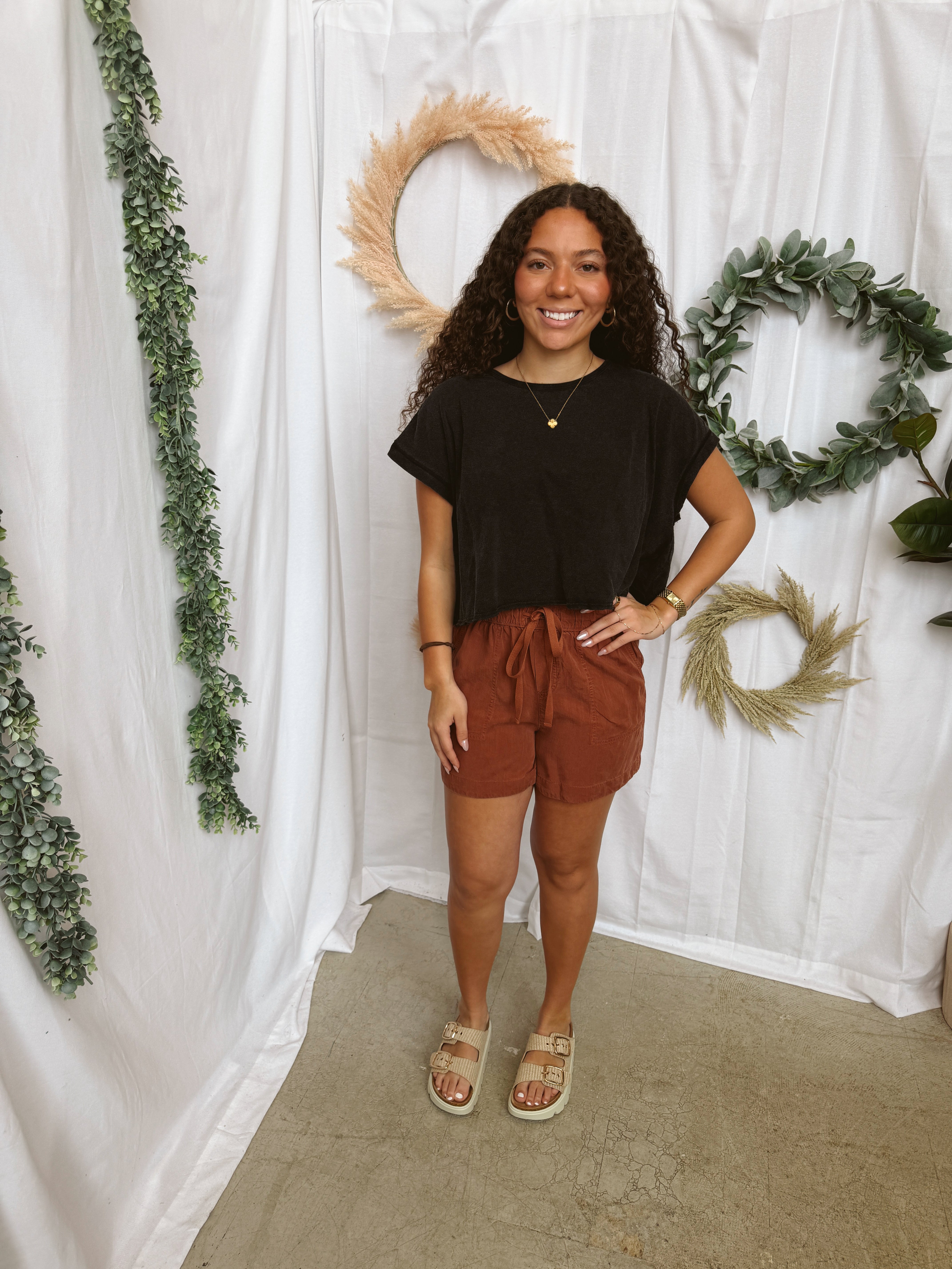 Cool Tencel Shorts-Rust-Shorts-be cool-The Silo Boutique, Women's Fashion Boutique Located in Warren and Grand Forks North Dakota