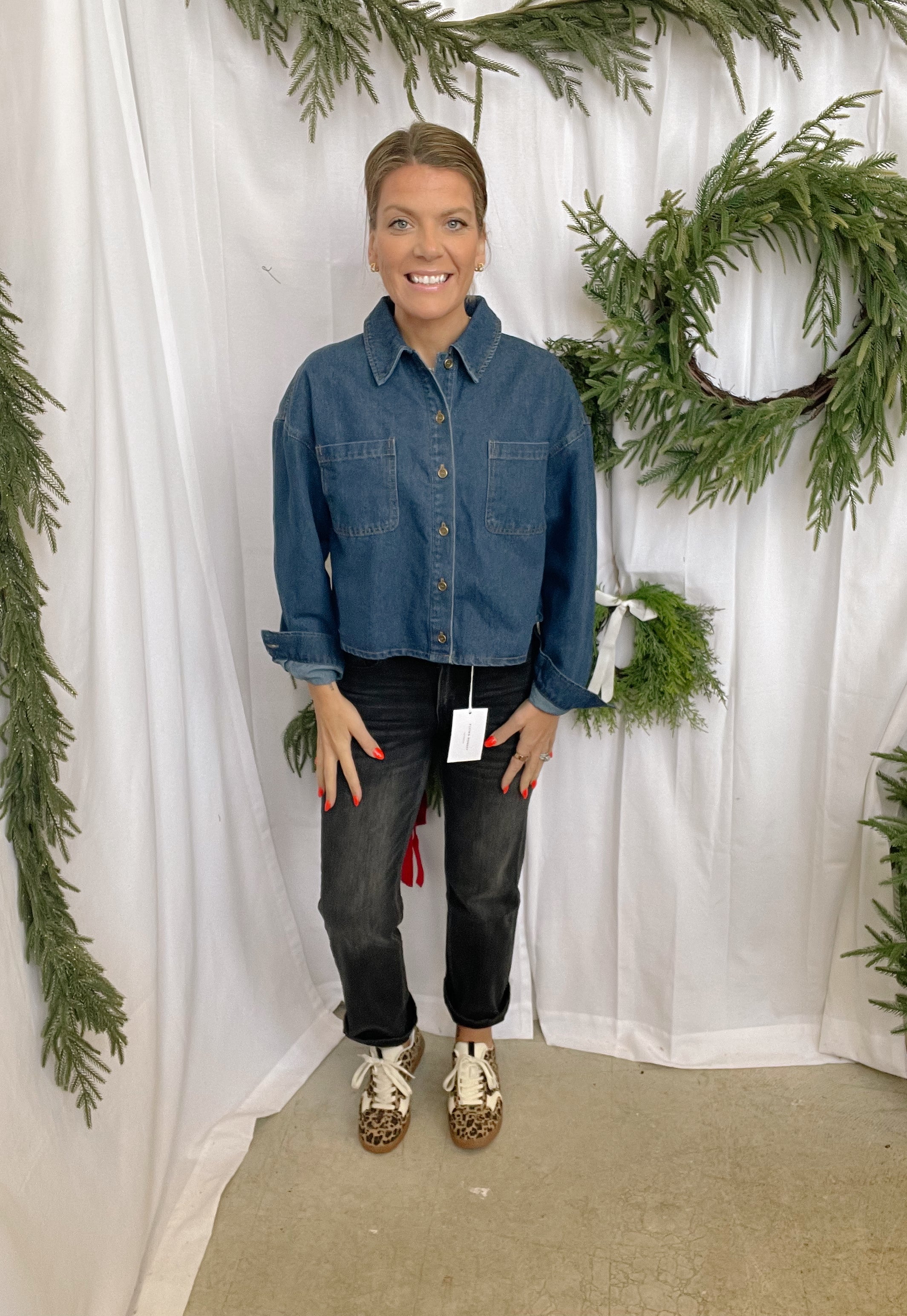 No Blues Collared Crop Jacket-Coats & Jackets-blu pepper-The Silo Boutique, Women's Fashion Boutique Located in Warren and Grand Forks North Dakota