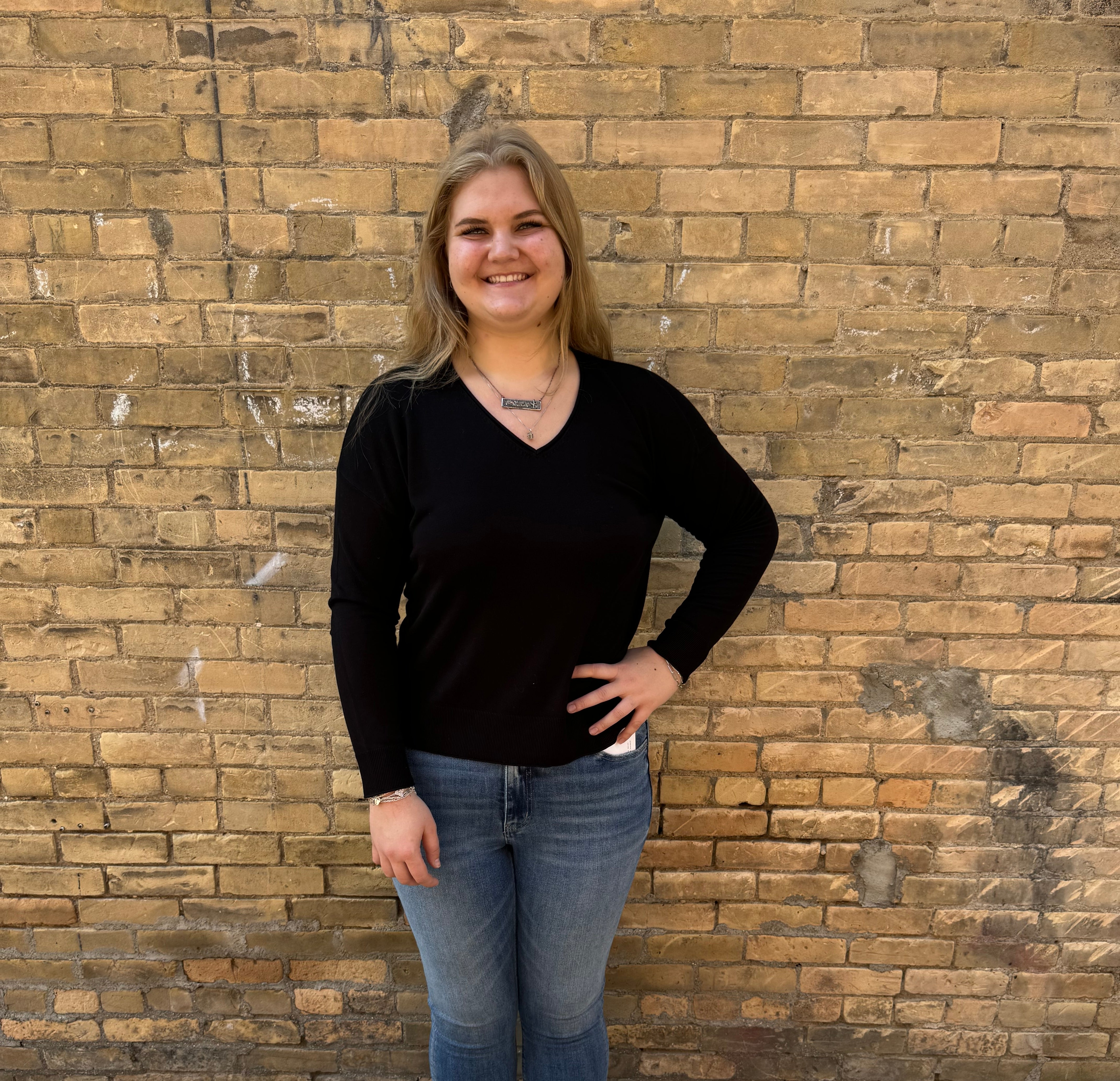 Cool V-Neck Long Sleeve Sweater-Black-Sweaters-be cool-The Silo Boutique, Women's Fashion Boutique Located in Warren and Grand Forks North Dakota