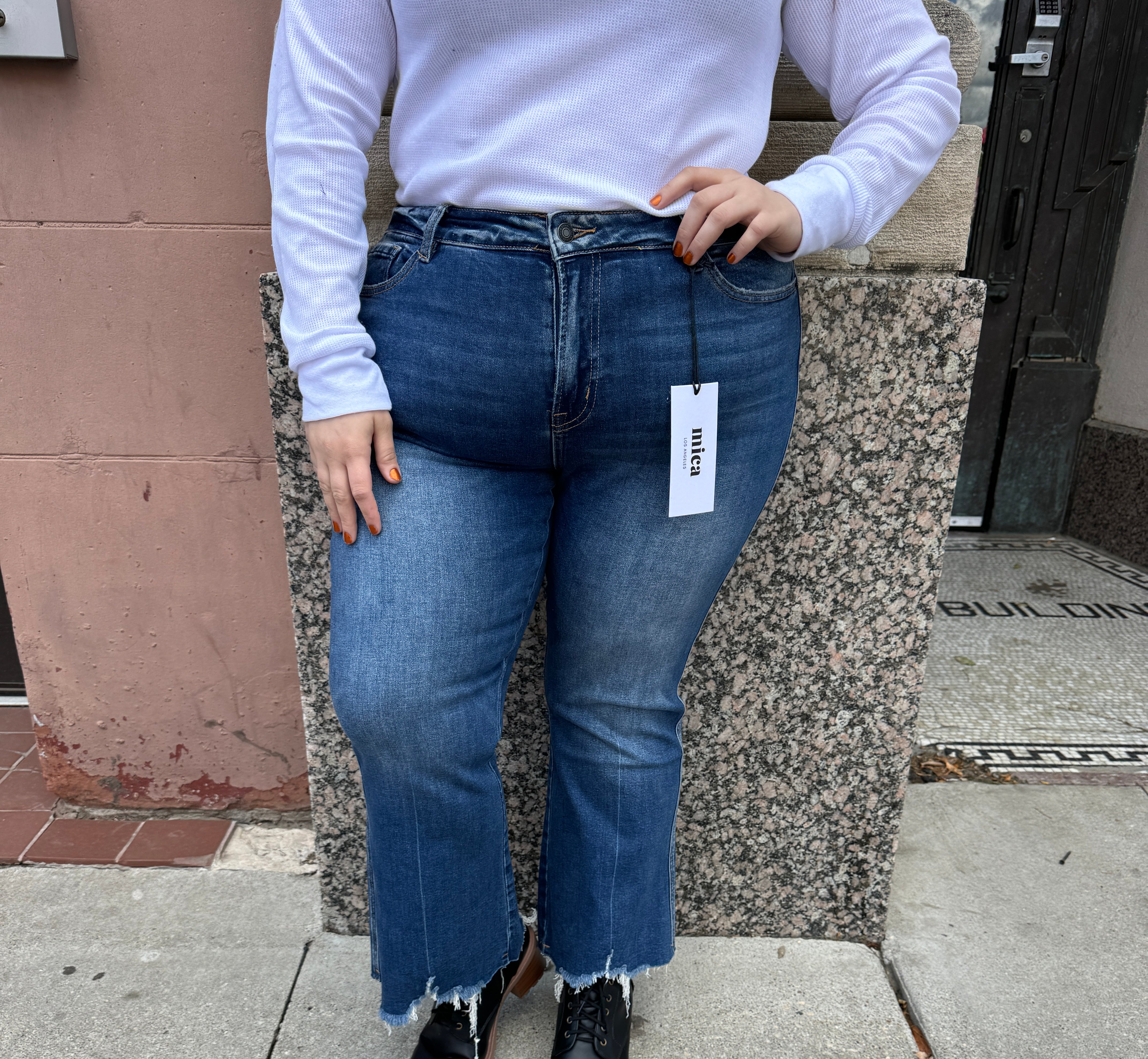 Mica Moscato High Rise Crop Flare Jeans-Jeans-mica-The Silo Boutique, Women's Fashion Boutique Located in Warren and Grand Forks North Dakota