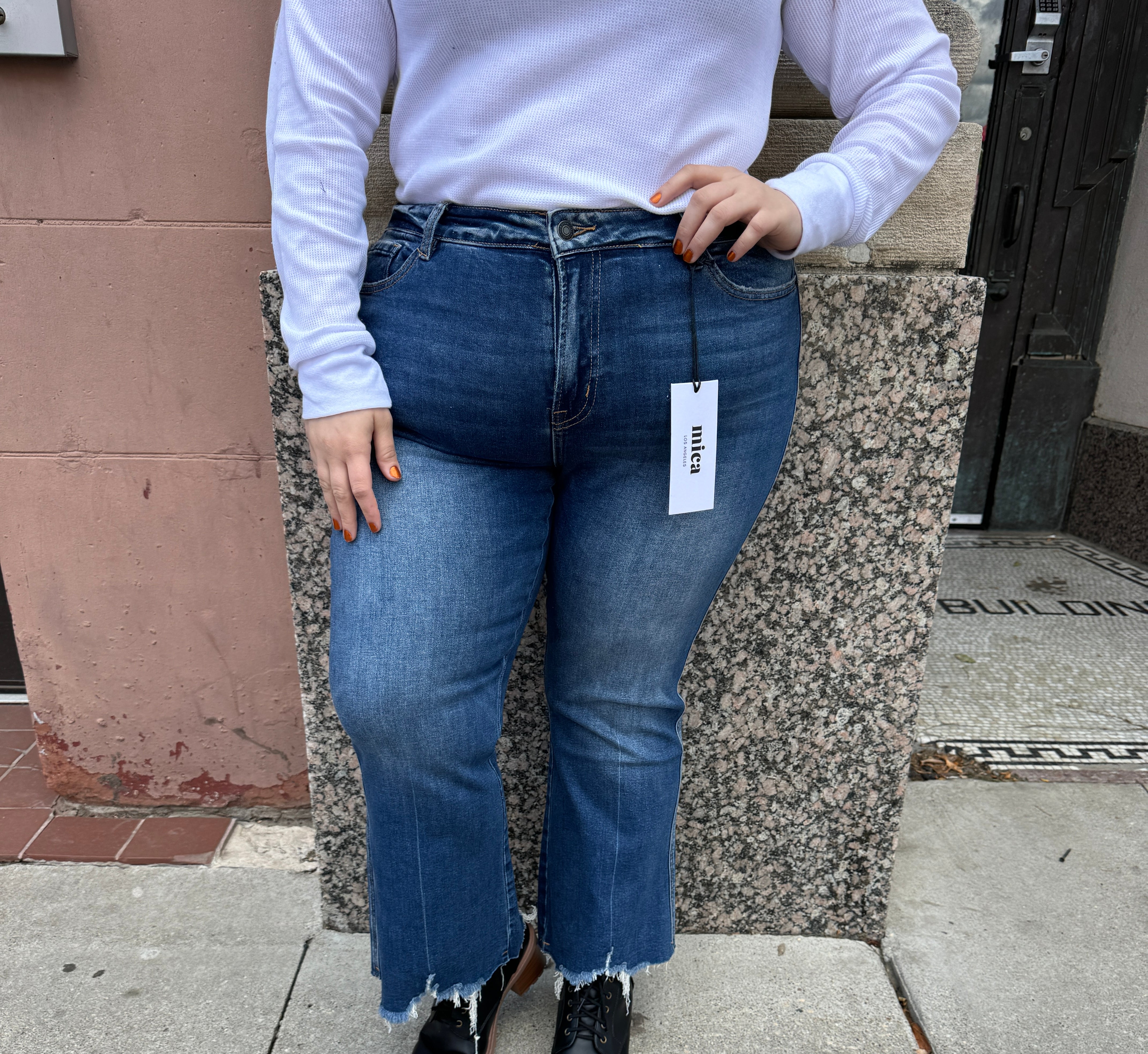 Mica Moscato High Rise Crop Flare Jeans-Jeans-mica-The Silo Boutique, Women's Fashion Boutique Located in Warren and Grand Forks North Dakota