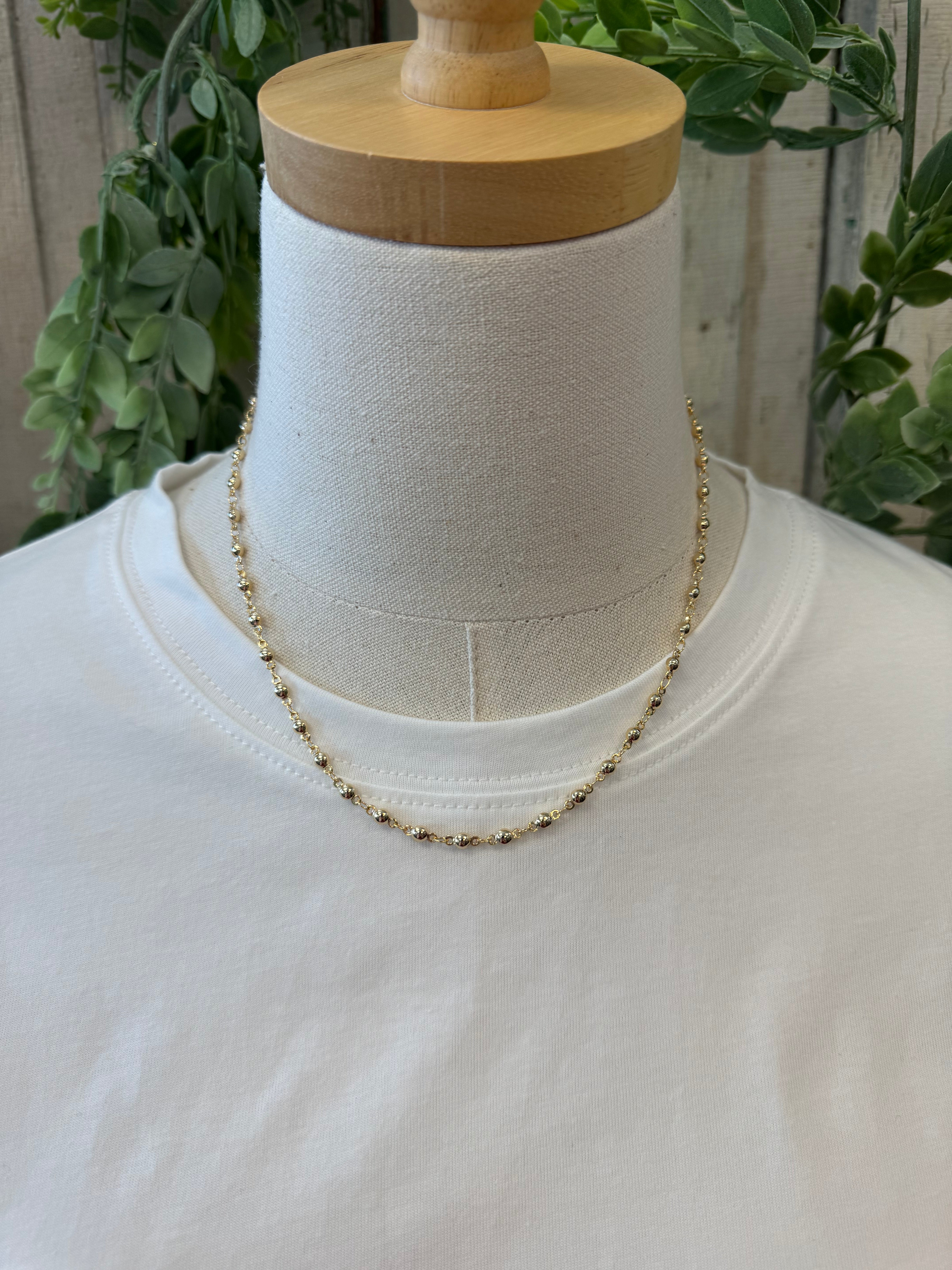 Mini Metallic Ball Necklace-Necklaces-fame-The Silo Boutique, Women's Fashion Boutique Located in Warren and Grand Forks North Dakota