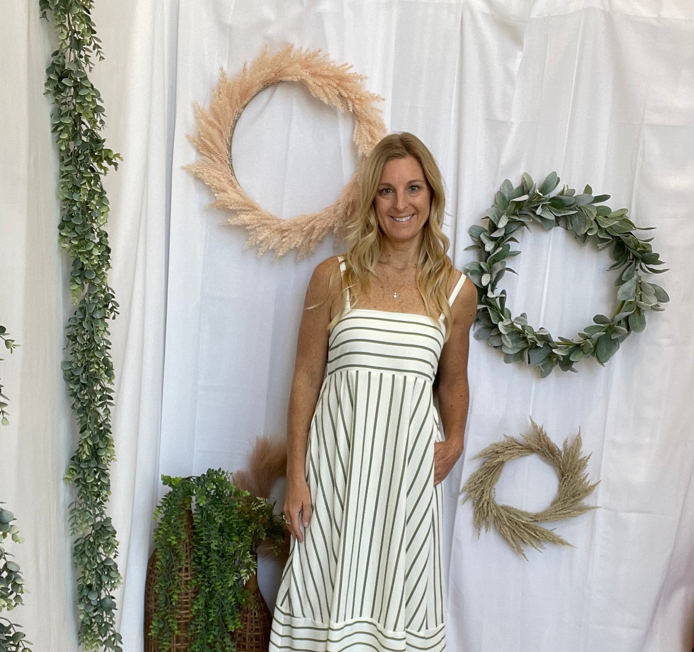 Stripe Maxi Dress-Olive-Dresses-fun2fun-The Silo Boutique, Women's Fashion Boutique Located in Warren and Grand Forks North Dakota