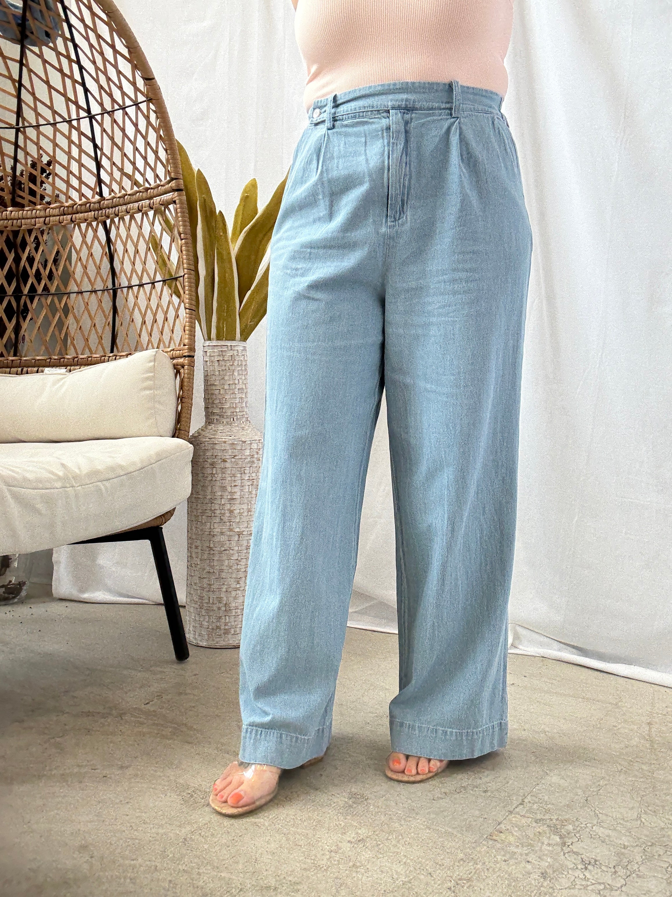 Denim Wide Leg Pants-Pants-gilli-The Silo Boutique, Women's Fashion Boutique Located in Warren and Grand Forks North Dakota