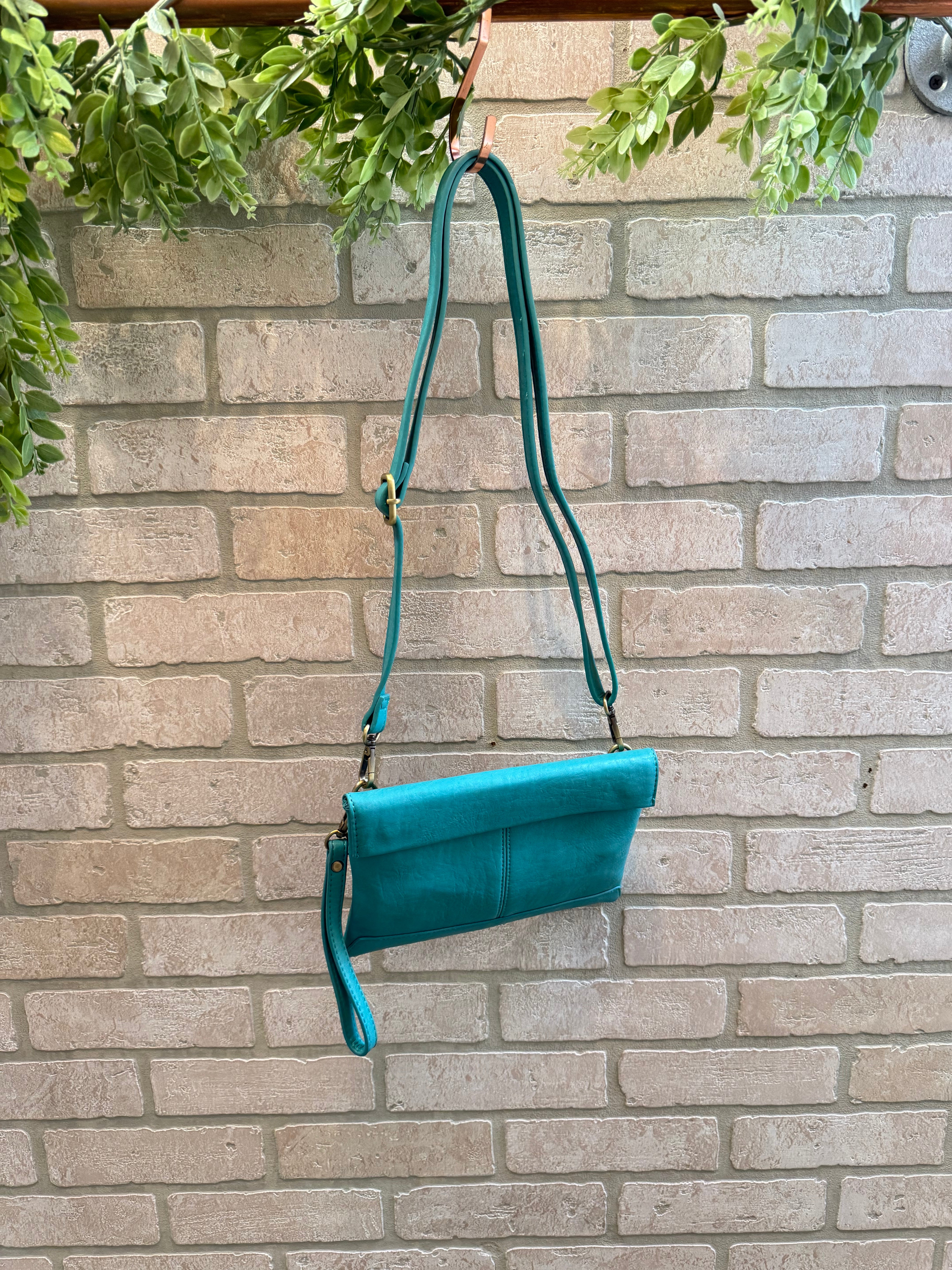 Joy Susan Kiara Foldover Purse-Turq-Purses-joy susan-The Silo Boutique, Women's Fashion Boutique Located in Warren and Grand Forks North Dakota