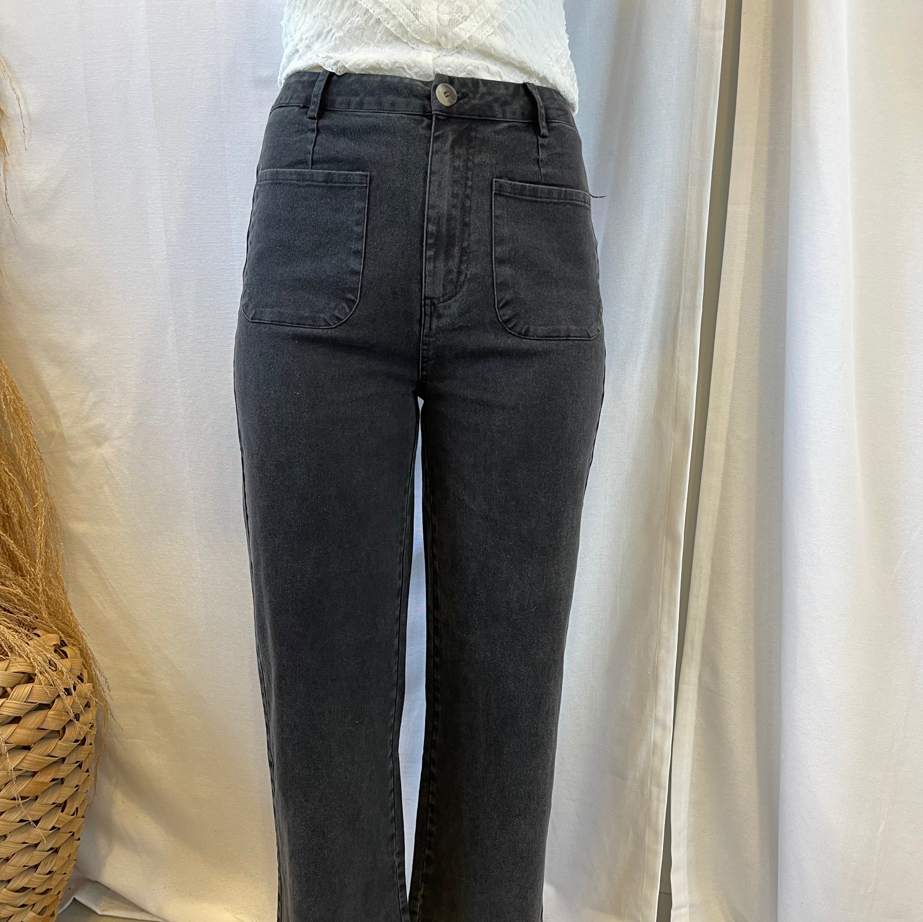 Wide Leg Front Pocket Pants-Black-Pants-entro-The Silo Boutique, Women's Fashion Boutique Located in Warren and Grand Forks North Dakota