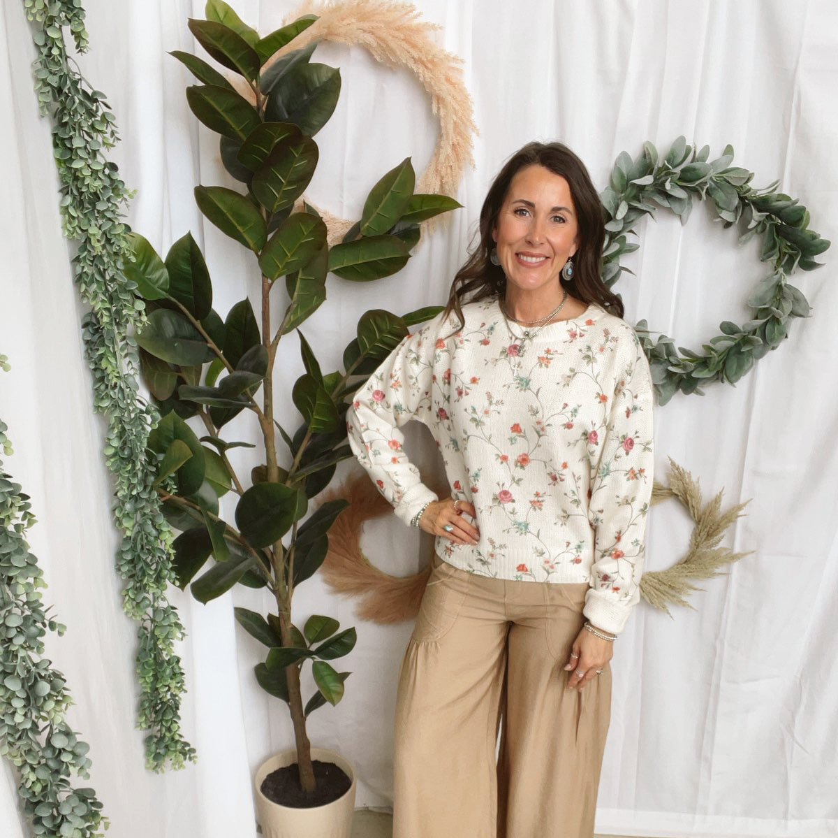 Wide Leg Elastic Waist Crop Pant-Tan-Pants-cozy co-The Silo Boutique, Women's Fashion Boutique Located in Warren and Grand Forks North Dakota