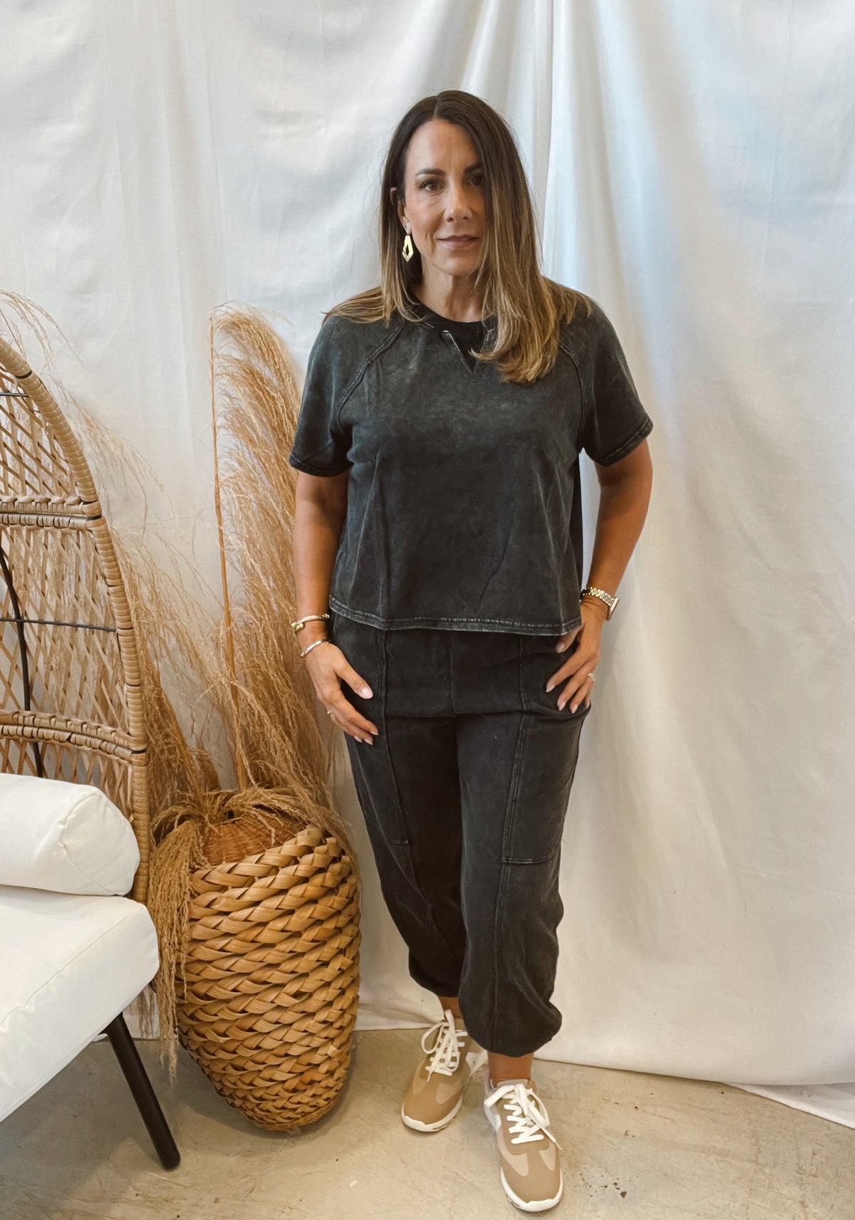 Hayden Knit Set-Black Wash-Outfit Sets-hayden-The Silo Boutique, Women's Fashion Boutique Located in Warren and Grand Forks North Dakota