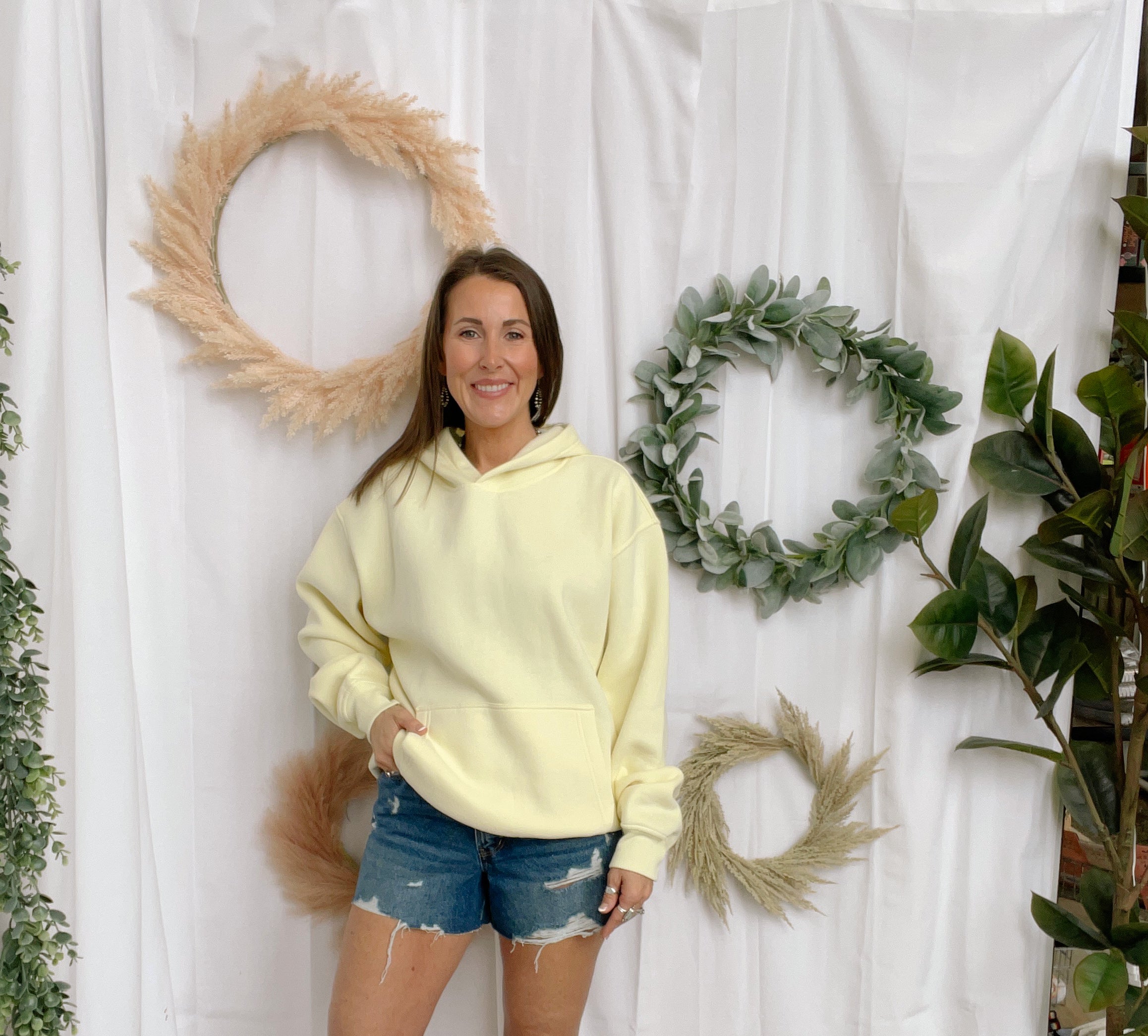 Carly Cloud Hooded Sweatshirt-Pale Yellow-Sweatshirts-tictoc-The Silo Boutique, Women's Fashion Boutique Located in Warren and Grand Forks North Dakota