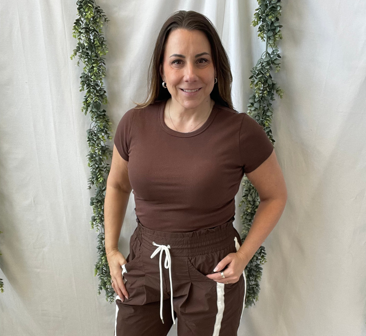 Bucket Windbreaker Pants-Brown-Pants-bucketlist-The Silo Boutique, Women's Fashion Boutique Located in Warren and Grand Forks North Dakota
