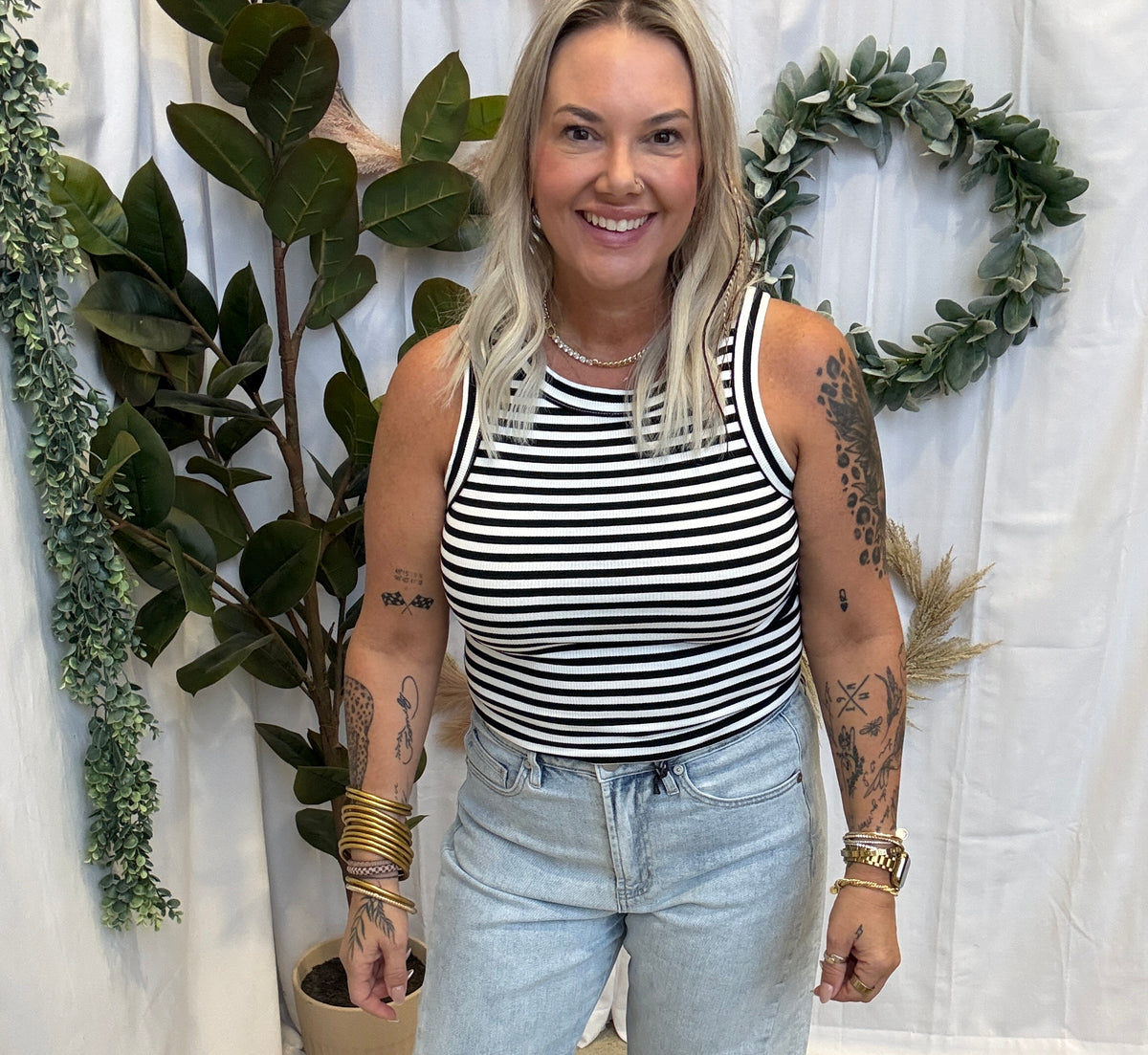 Hy Striped Tank Top-Black-Tank Tops-hyfve-The Silo Boutique, Women's Fashion Boutique Located in Warren and Grand Forks North Dakota