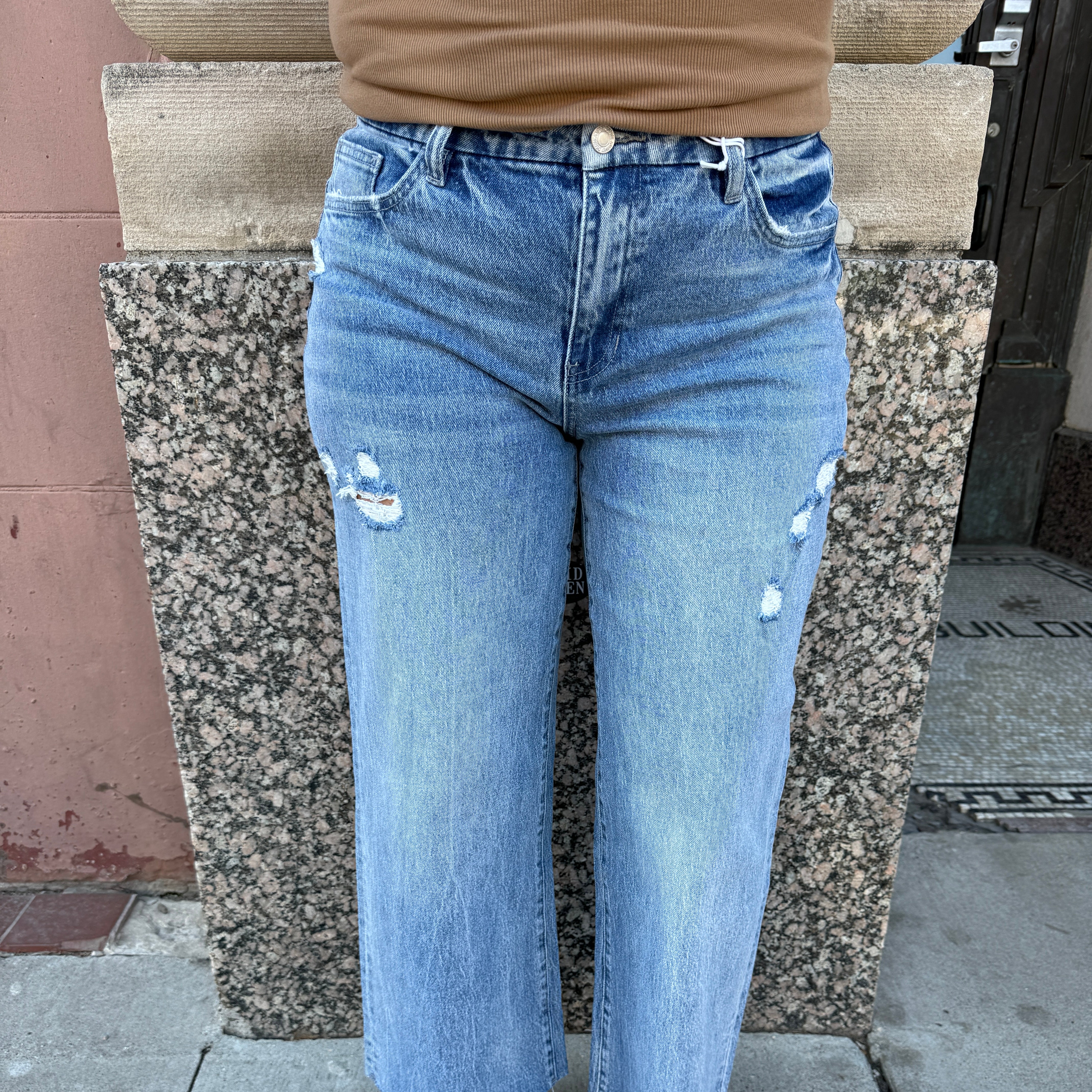 Vervet Shiny Wide Leg Crop Jeans-Jeans-lovervet-The Silo Boutique, Women's Fashion Boutique Located in Warren and Grand Forks North Dakota
