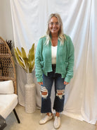 Chunky Seam Knit Cardigan-Green-Cardigans-Zenana-The Silo Boutique, Women's Fashion Boutique Located in Warren and Grand Forks North Dakota