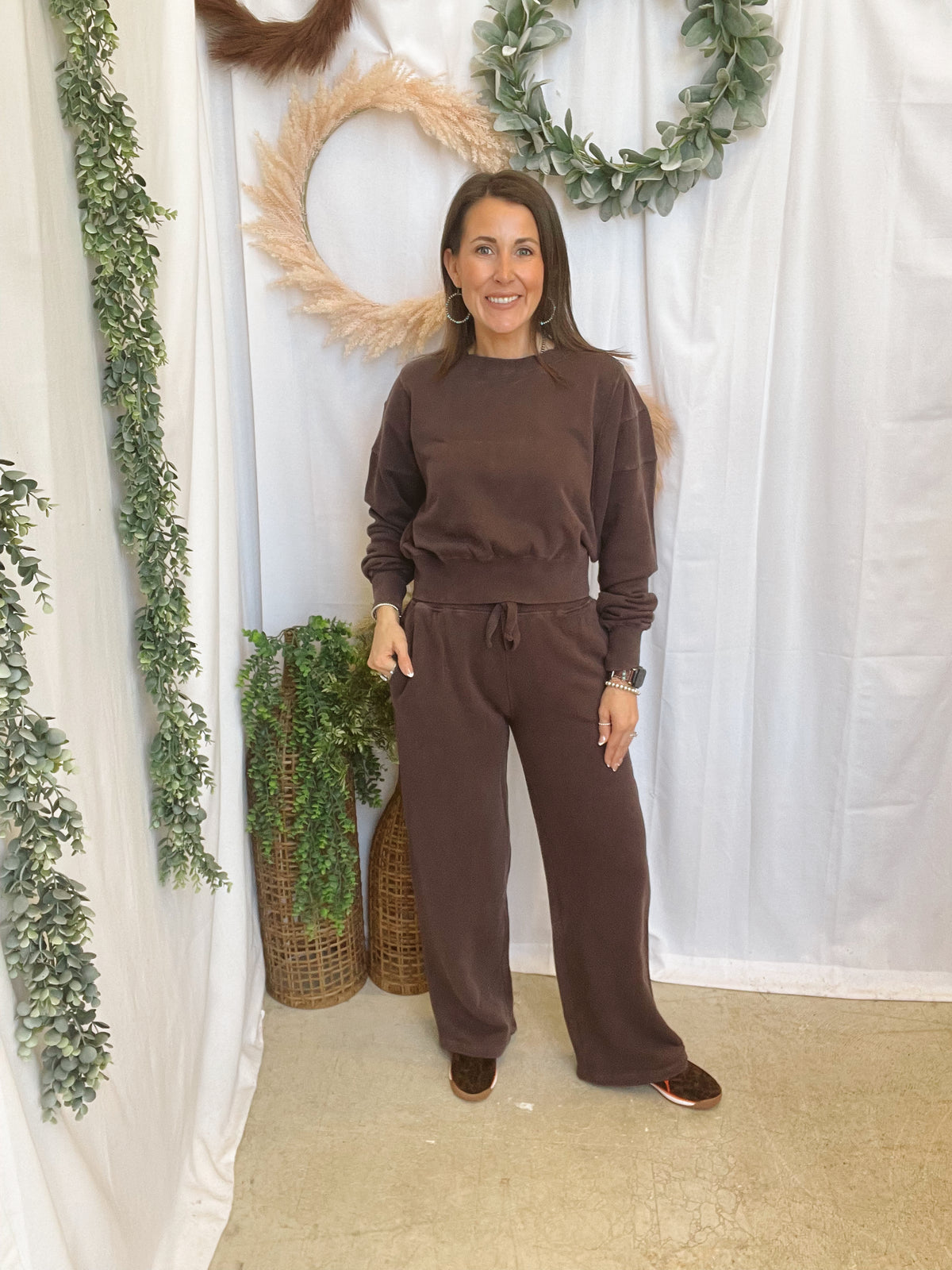Mono B Luxe Mineral Sweatshirt-Cofffee-sweatpants-mono b-The Silo Boutique, Women's Fashion Boutique Located in Warren and Grand Forks North Dakota