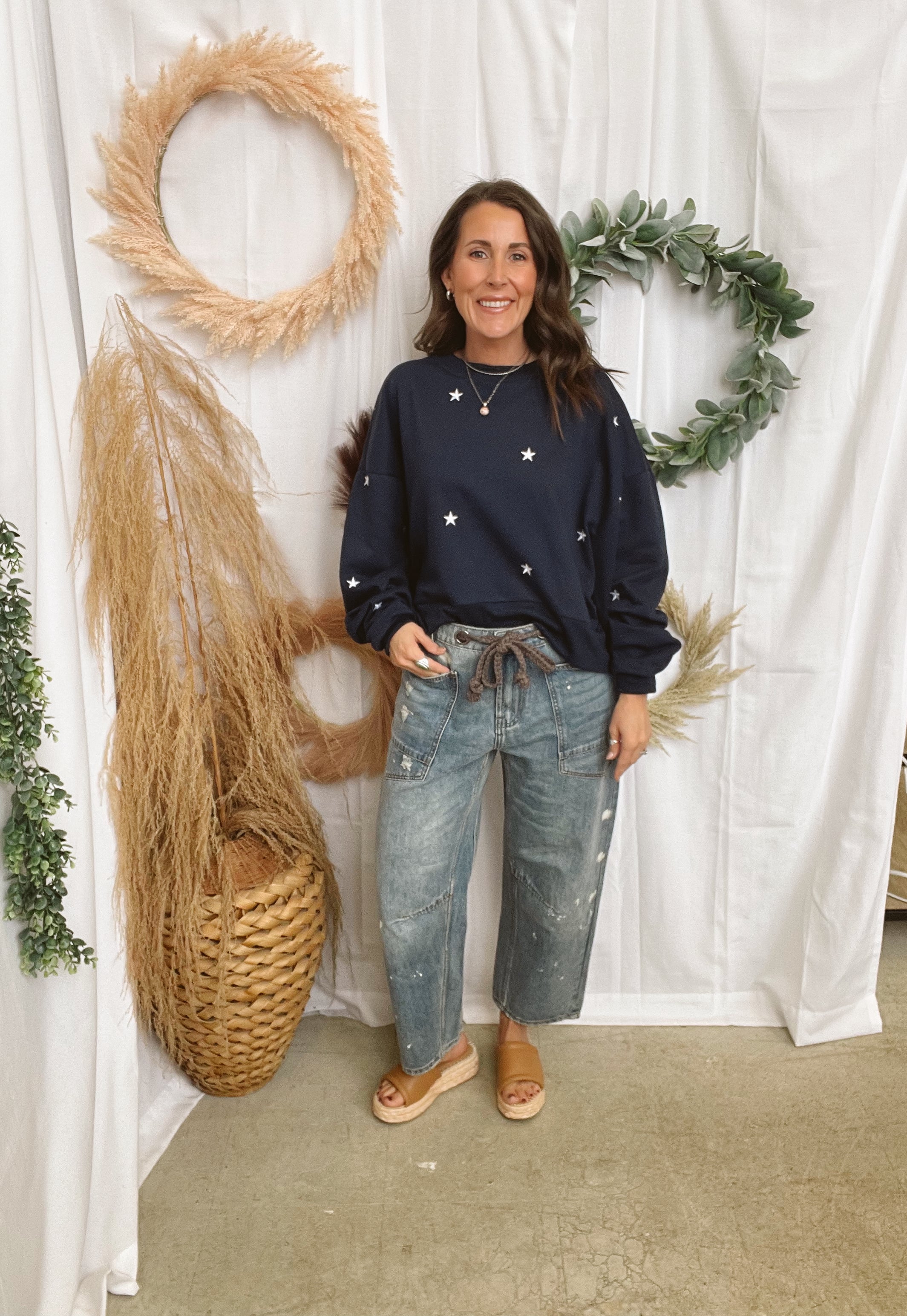 Oli and Hali Splatter Barrel Jeans-Jeans-oli-The Silo Boutique, Women's Fashion Boutique Located in Warren and Grand Forks North Dakota