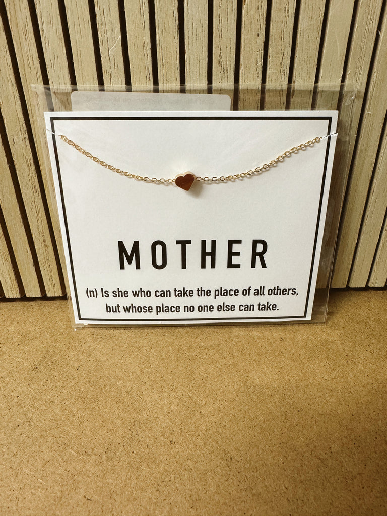 Gold Mini Heart Necklace on Mom Card-Necklaces-faire-The Silo Boutique, Women's Fashion Boutique Located in Warren and Grand Forks North Dakota