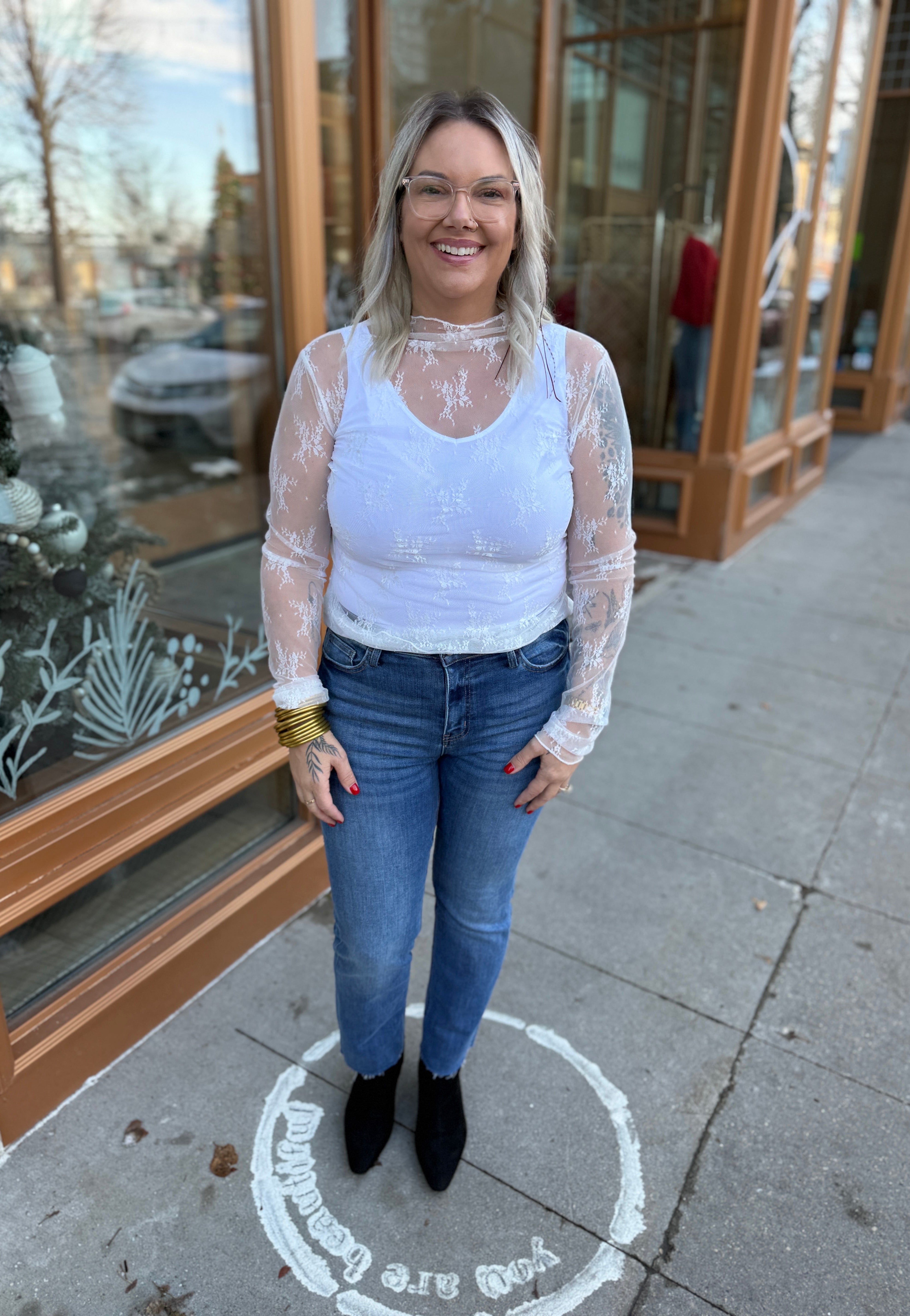 So Sweet Lace Long Sleeve Top-Long Sleeve Tops-sweet genisis-The Silo Boutique, Women's Fashion Boutique Located in Warren and Grand Forks North Dakota