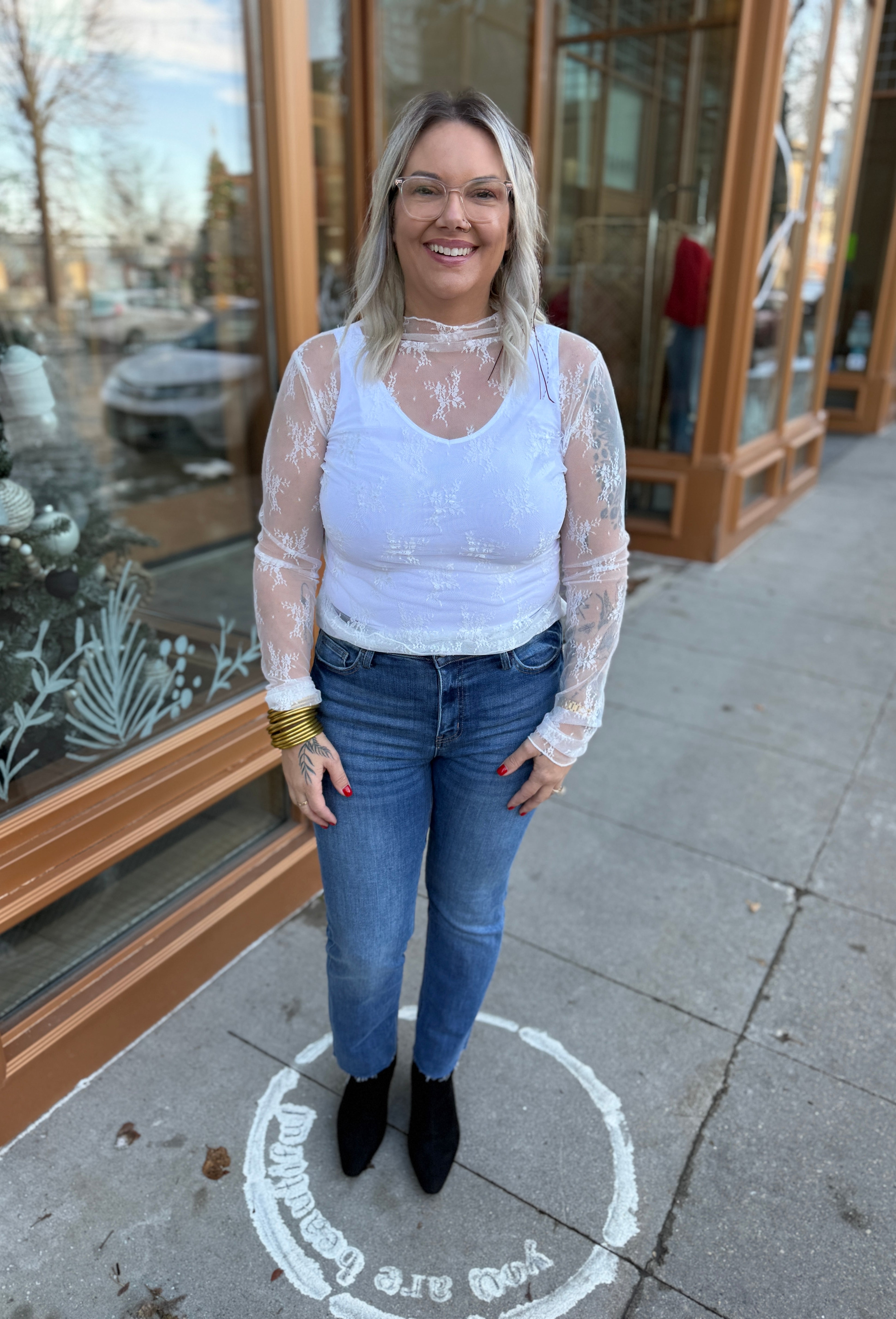 So Sweet Lace Long Sleeve Top-Long Sleeve Tops-sweet genisis-The Silo Boutique, Women's Fashion Boutique Located in Warren and Grand Forks North Dakota
