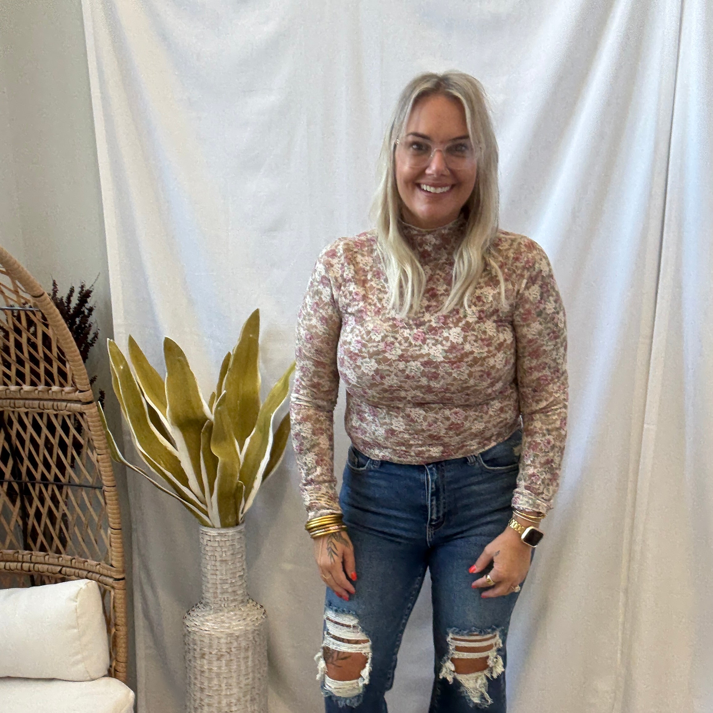 Jane Ivory Floral Lace Top-Long Sleeve Tops-very j-The Silo Boutique, Women's Fashion Boutique Located in Warren and Grand Forks North Dakota