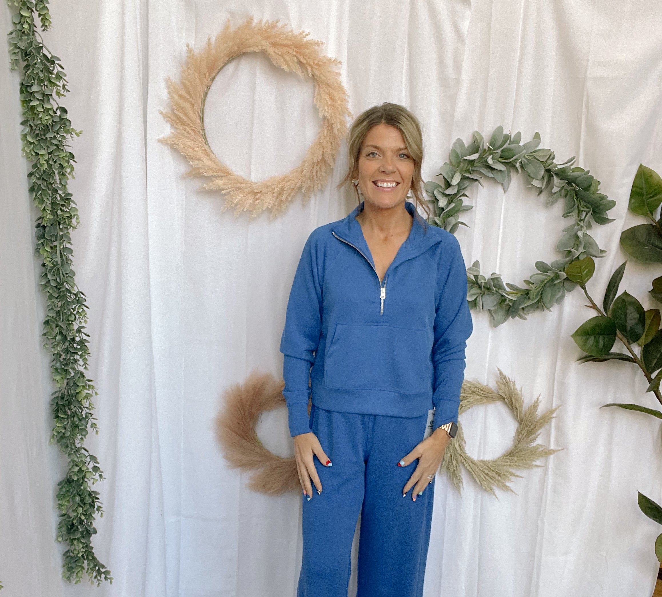 Mono B Luxe Sand Wide Leg Pants-Indigo-Pants-mono b-The Silo Boutique, Women's Fashion Boutique Located in Warren and Grand Forks North Dakota