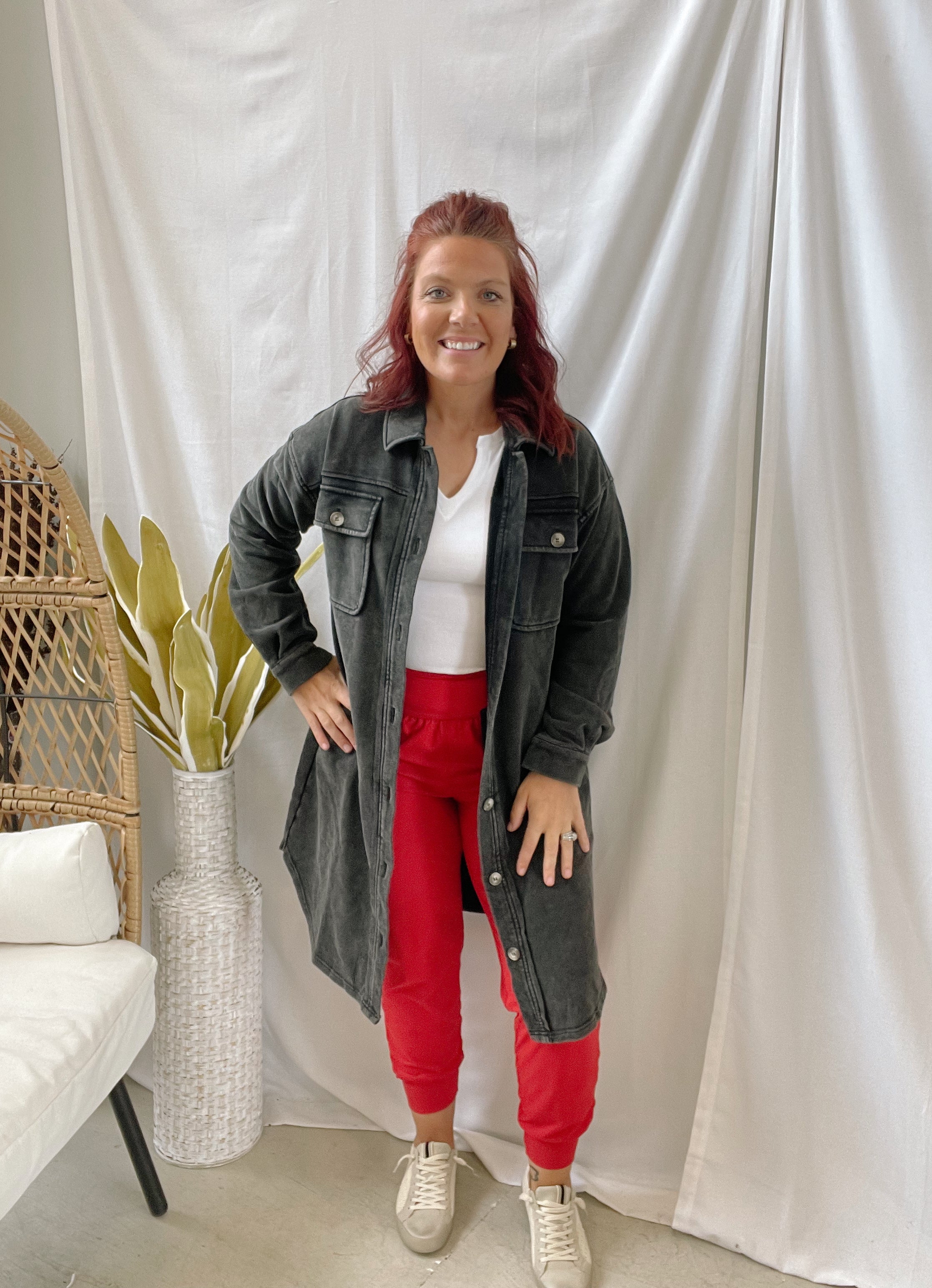 Missy Washed Black Long Shacket-Shackets-mystree-The Silo Boutique, Women's Fashion Boutique Located in Warren and Grand Forks North Dakota